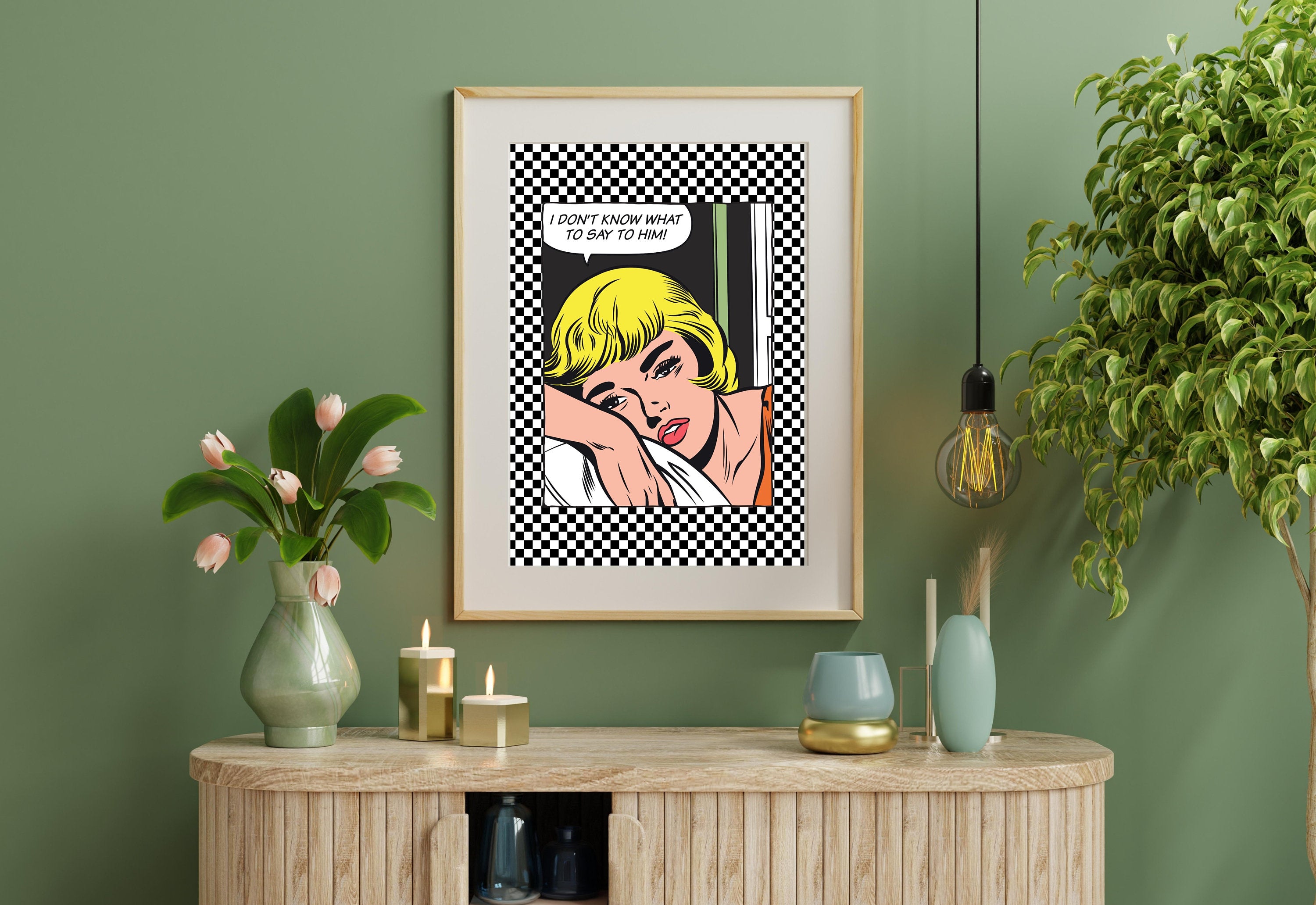 Comic Girl Art,Digital Prints,Wall Art Print,Funny Girly Art,Y2K Aesthetic Print,Dorm Room Art,Comic Art Prints,Black and Blue Art