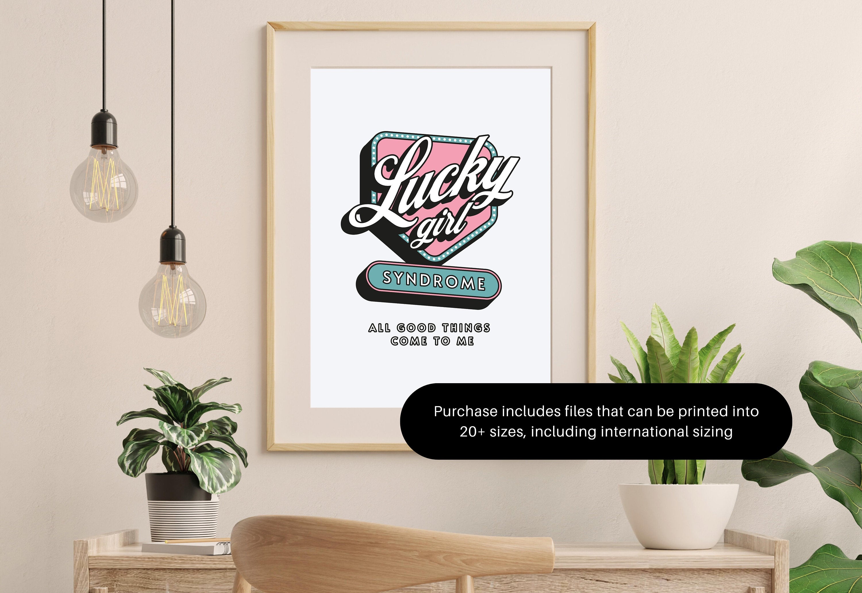 Lucky Girl Quote,Retro Sign Posters,Lucky Girl Syndrome Art,Trendy Wall Art,Aesthetic Print,Dorm Art,Ace of Hearts Art,Apartment Art