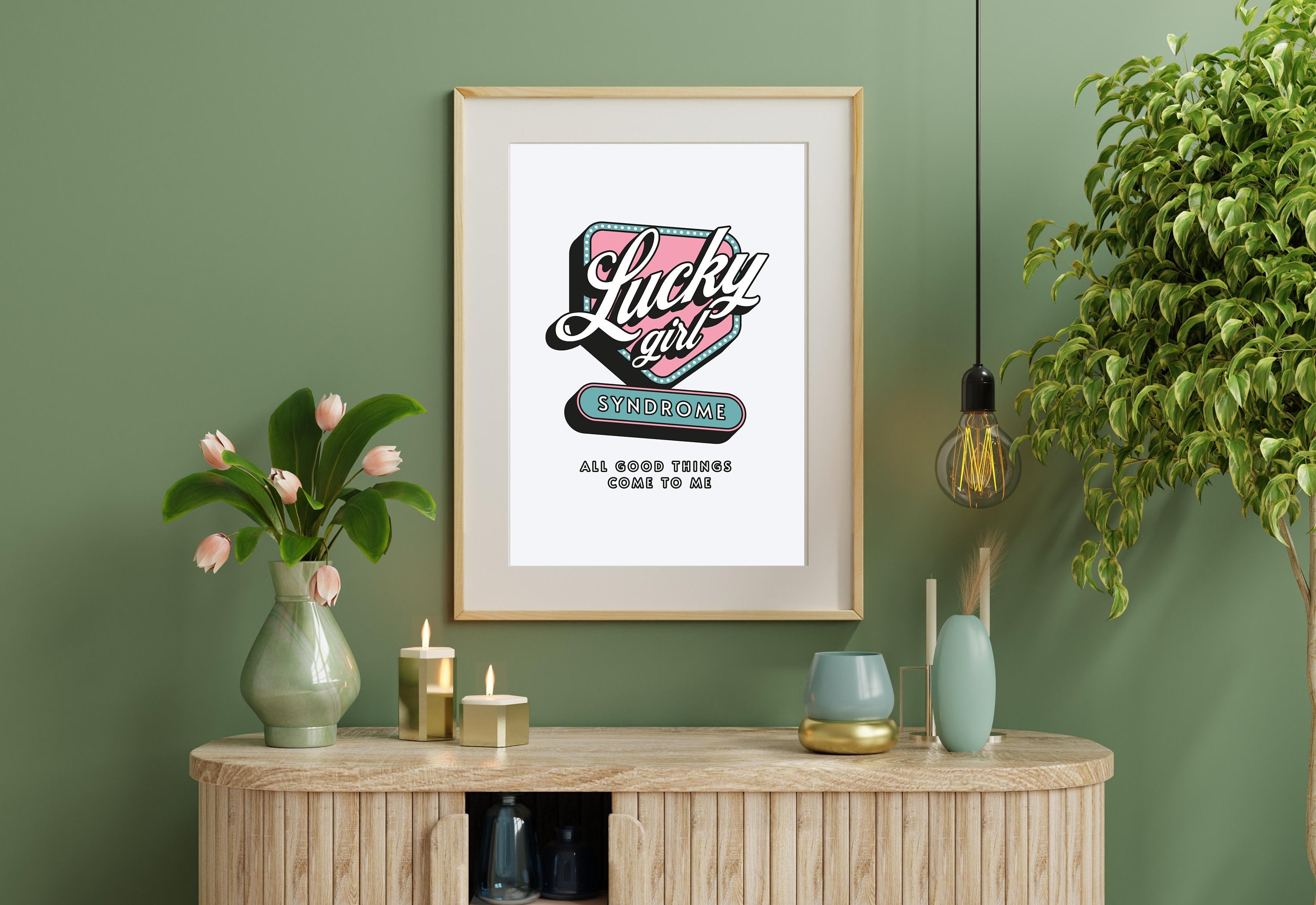 Lucky Girl Quote,Retro Sign Posters,Lucky Girl Syndrome Art,Trendy Wall Art,Aesthetic Print,Dorm Art,Ace of Hearts Art,Apartment Art