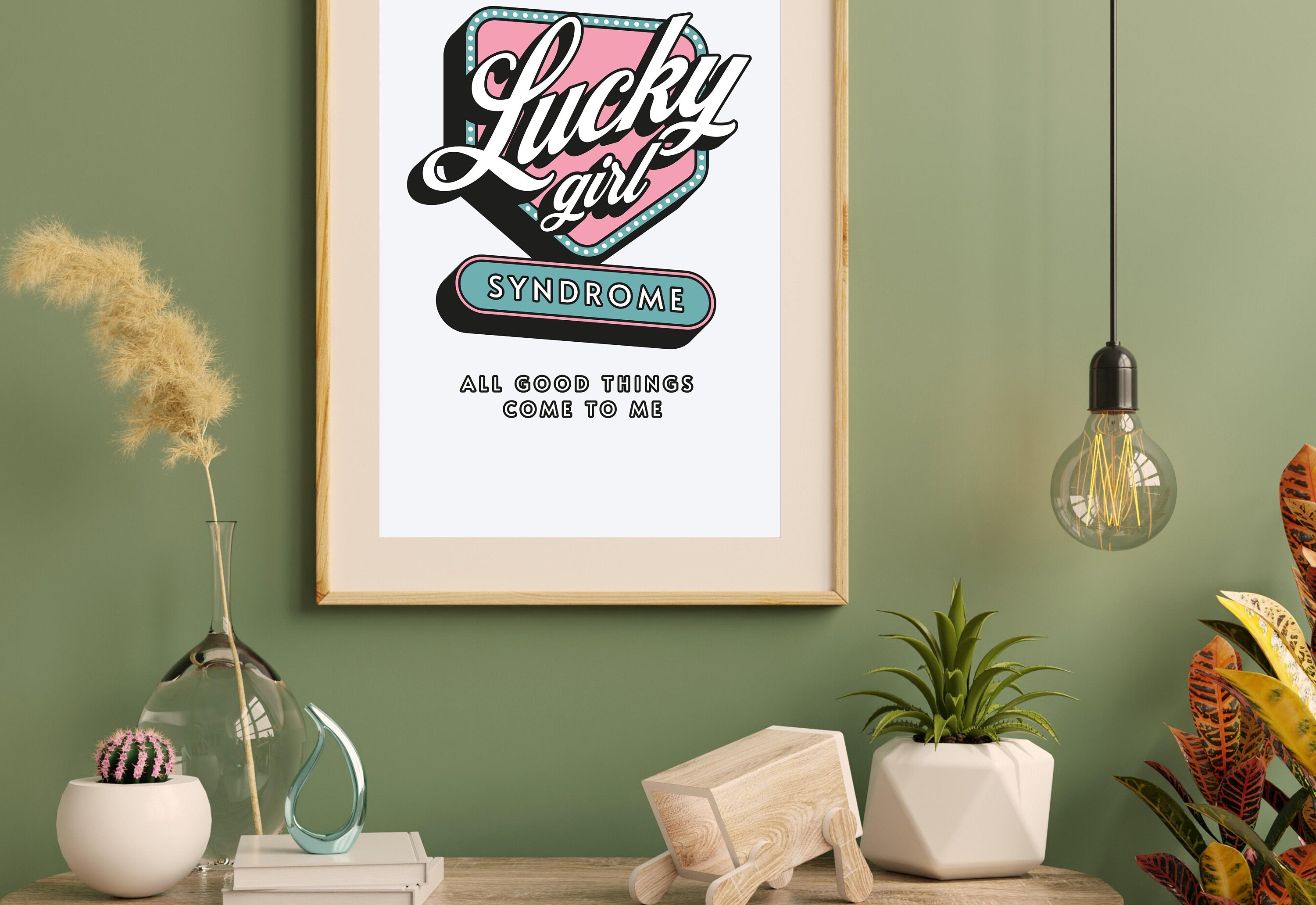 Lucky Girl Quote,Retro Sign Posters,Lucky Girl Syndrome Art,Trendy Wall Art,Aesthetic Print,Dorm Art,Ace of Hearts Art,Apartment Art