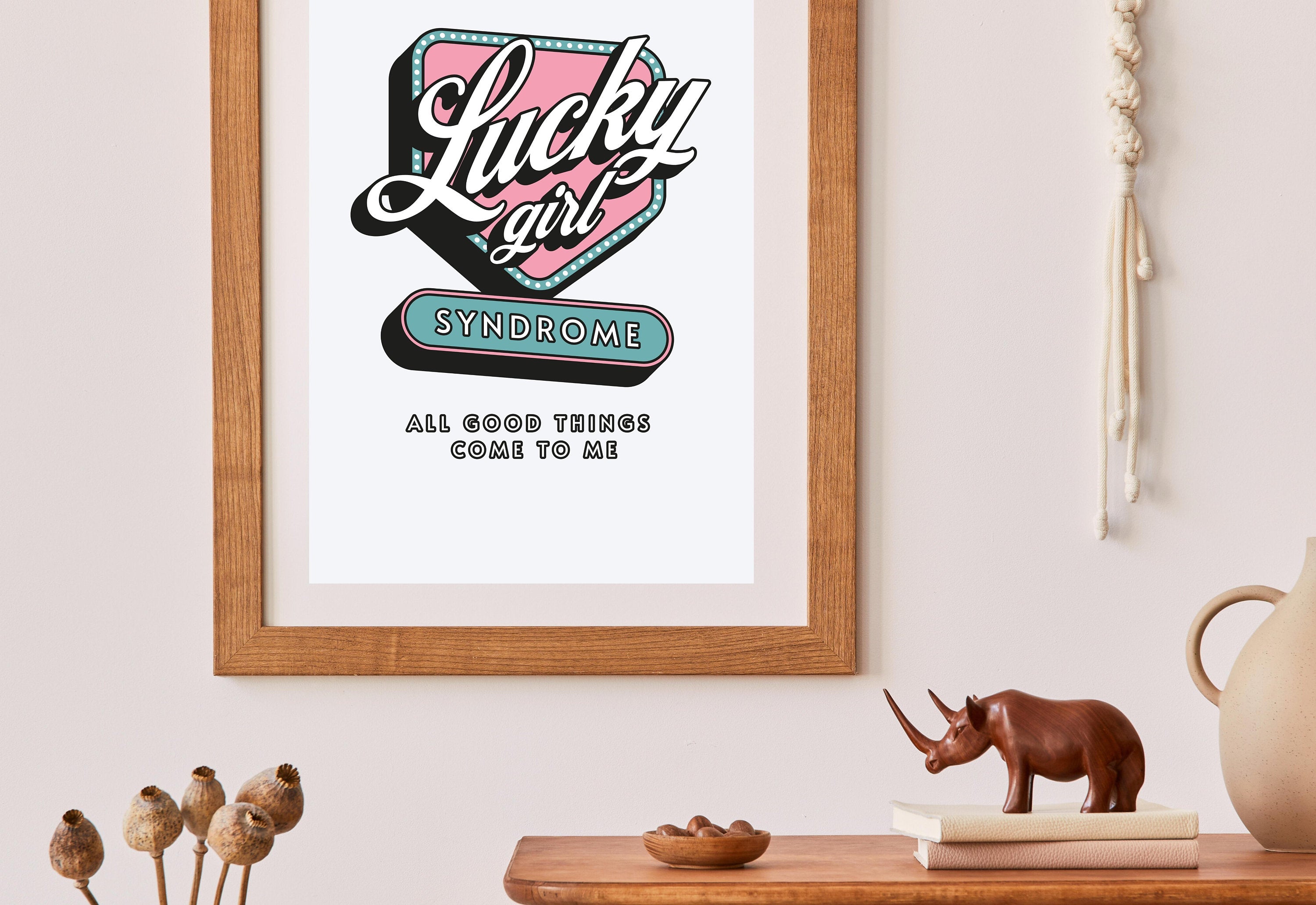 Lucky Girl Quote,Retro Sign Posters,Lucky Girl Syndrome Art,Trendy Wall Art,Aesthetic Print,Dorm Art,Ace of Hearts Art,Apartment Art