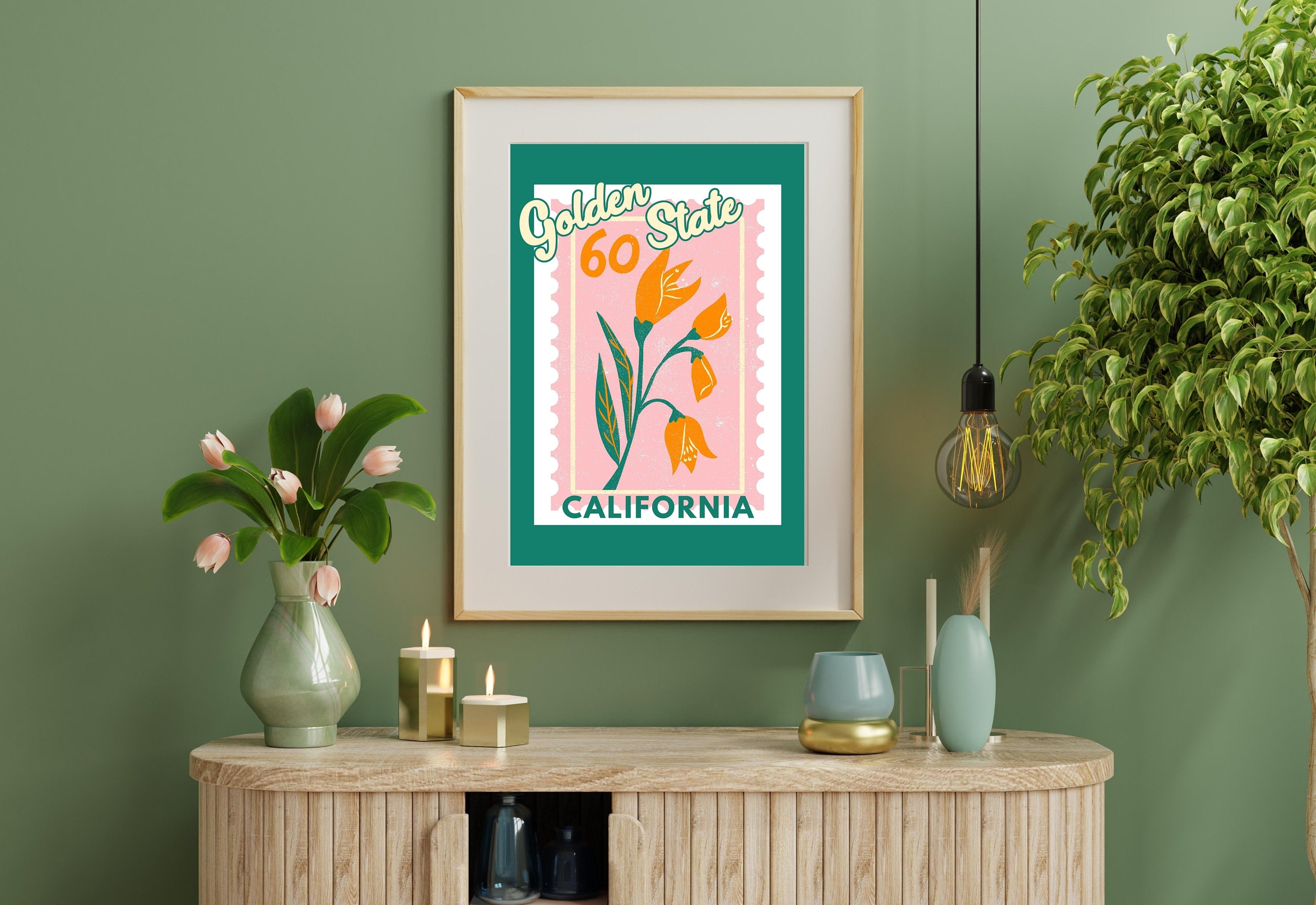 California Poppy Art,Digital Art Download,Colorful California Wall Art,Cute Trendy Art,Golden State Posters,Cali Wall Poster,Orange Posters