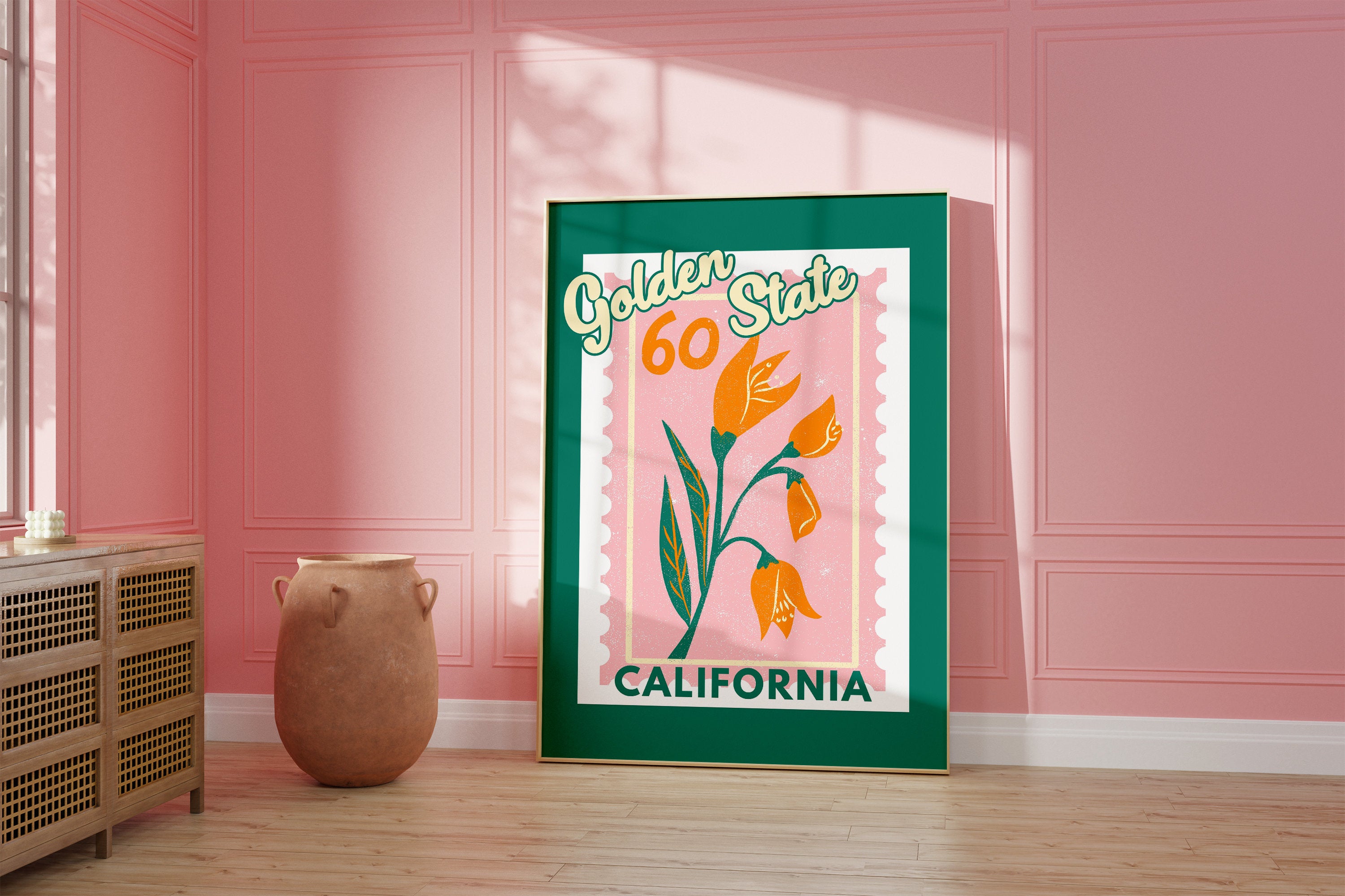 California Poppy Art,Digital Art Download,Colorful California Wall Art,Cute Trendy Art,Golden State Posters,Cali Wall Poster,Orange Posters