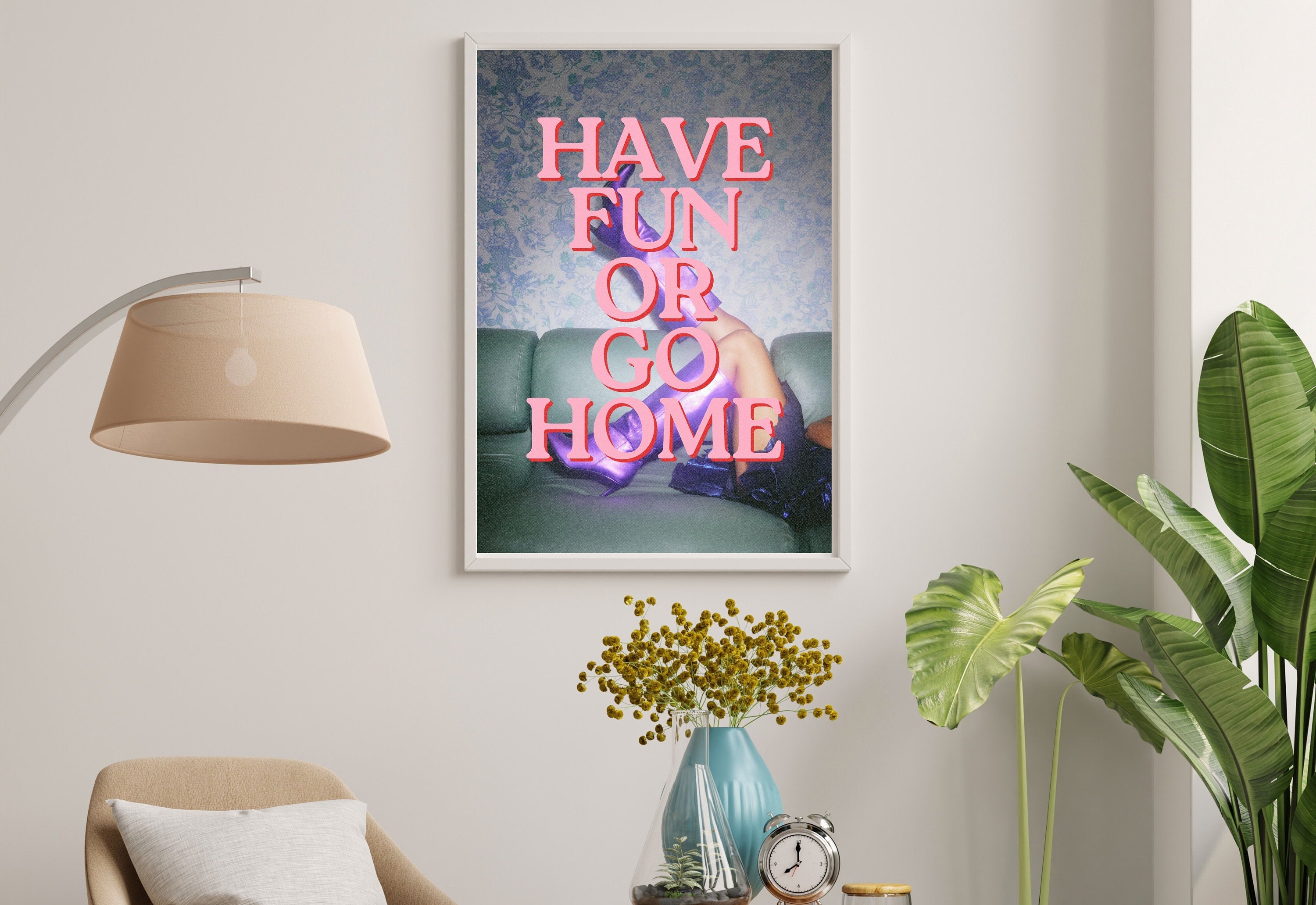 Have Fun Art Print-Digital Art Prints-Cocktail Wall Art-Retro Photo Prints-Retro Photo Art Print-Preppy Art-Grainy Gradient-Trendy Print