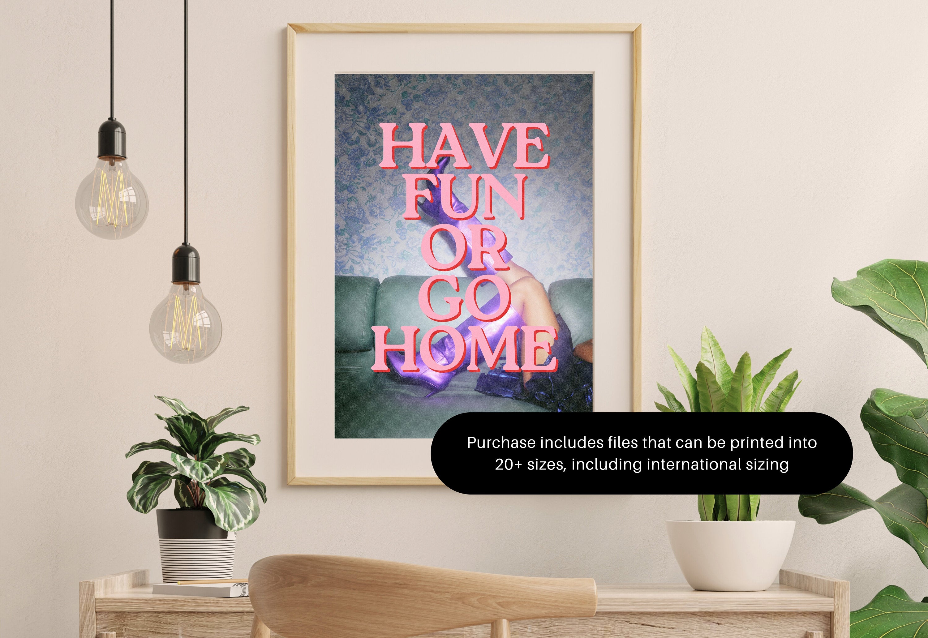 Have Fun Art Print-Digital Art Prints-Cocktail Wall Art-Retro Photo Prints-Retro Photo Art Print-Preppy Art-Grainy Gradient-Trendy Print