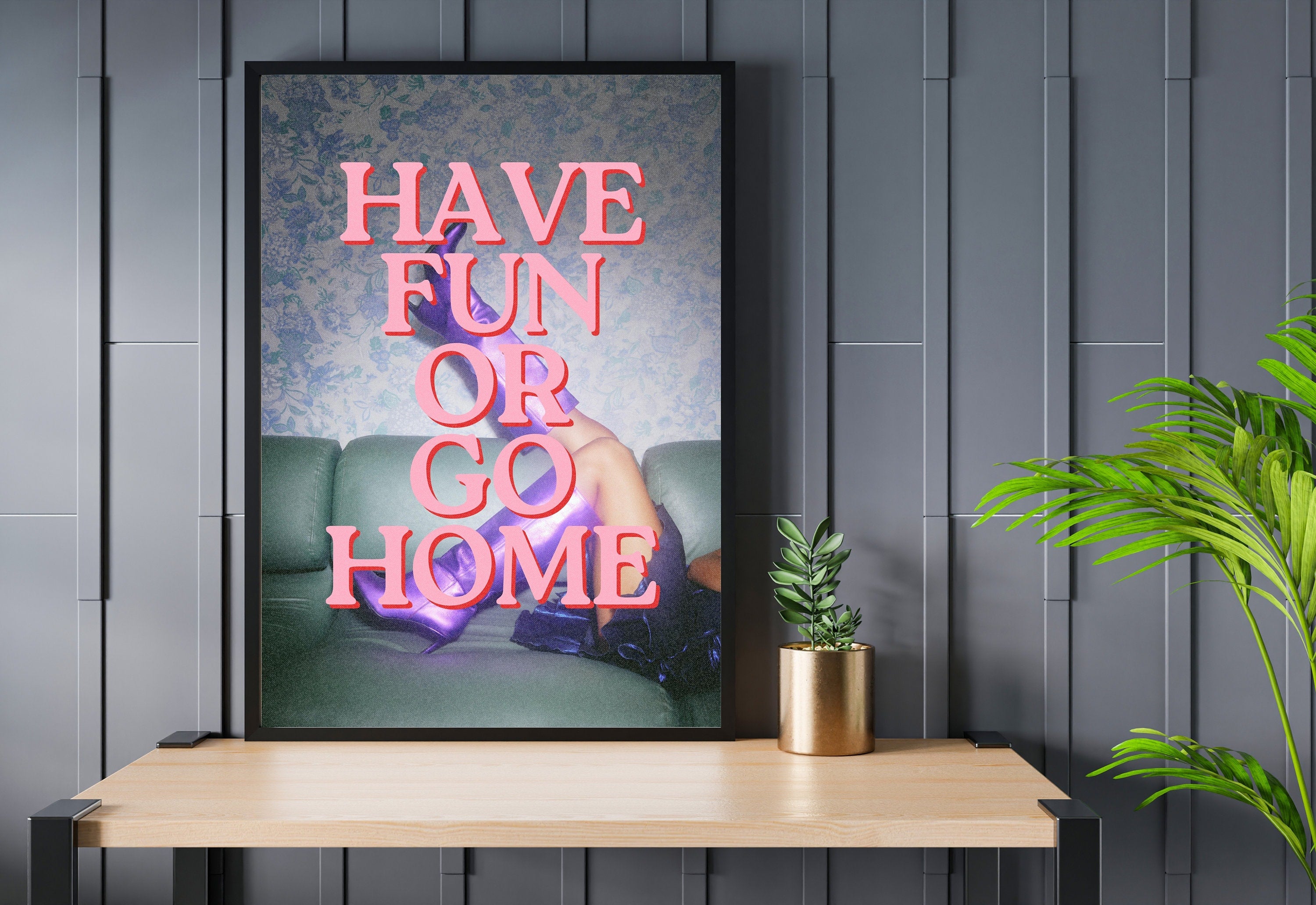 Have Fun Art Print-Digital Art Prints-Cocktail Wall Art-Retro Photo Prints-Retro Photo Art Print-Preppy Art-Grainy Gradient-Trendy Print