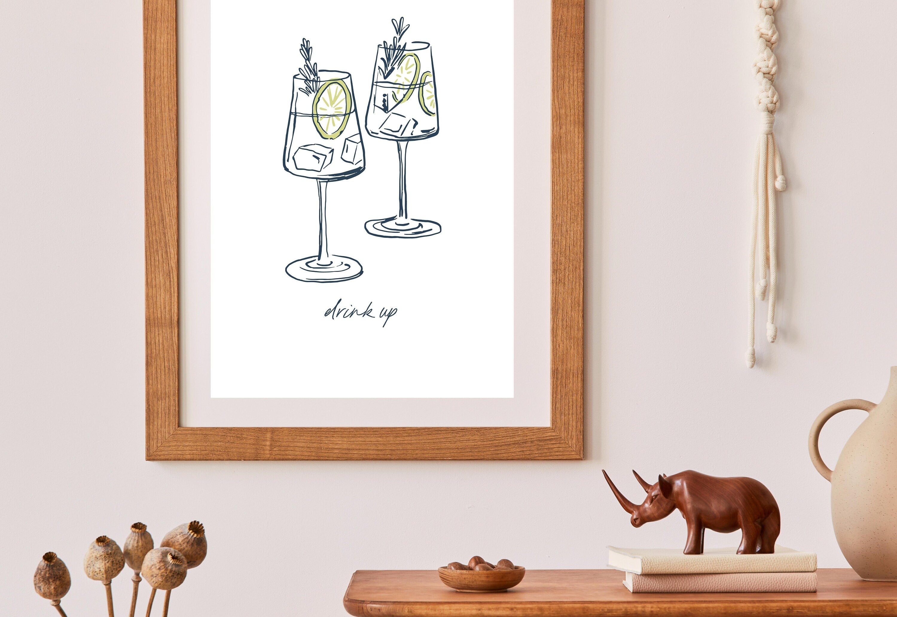 Spritzer Sketch Art Print-Digital Download-Retro Print-Cheers Art Print-Trendy Art-70s Art Print-Girly Art-Cocktail Art-Preppy Pink Bar Art