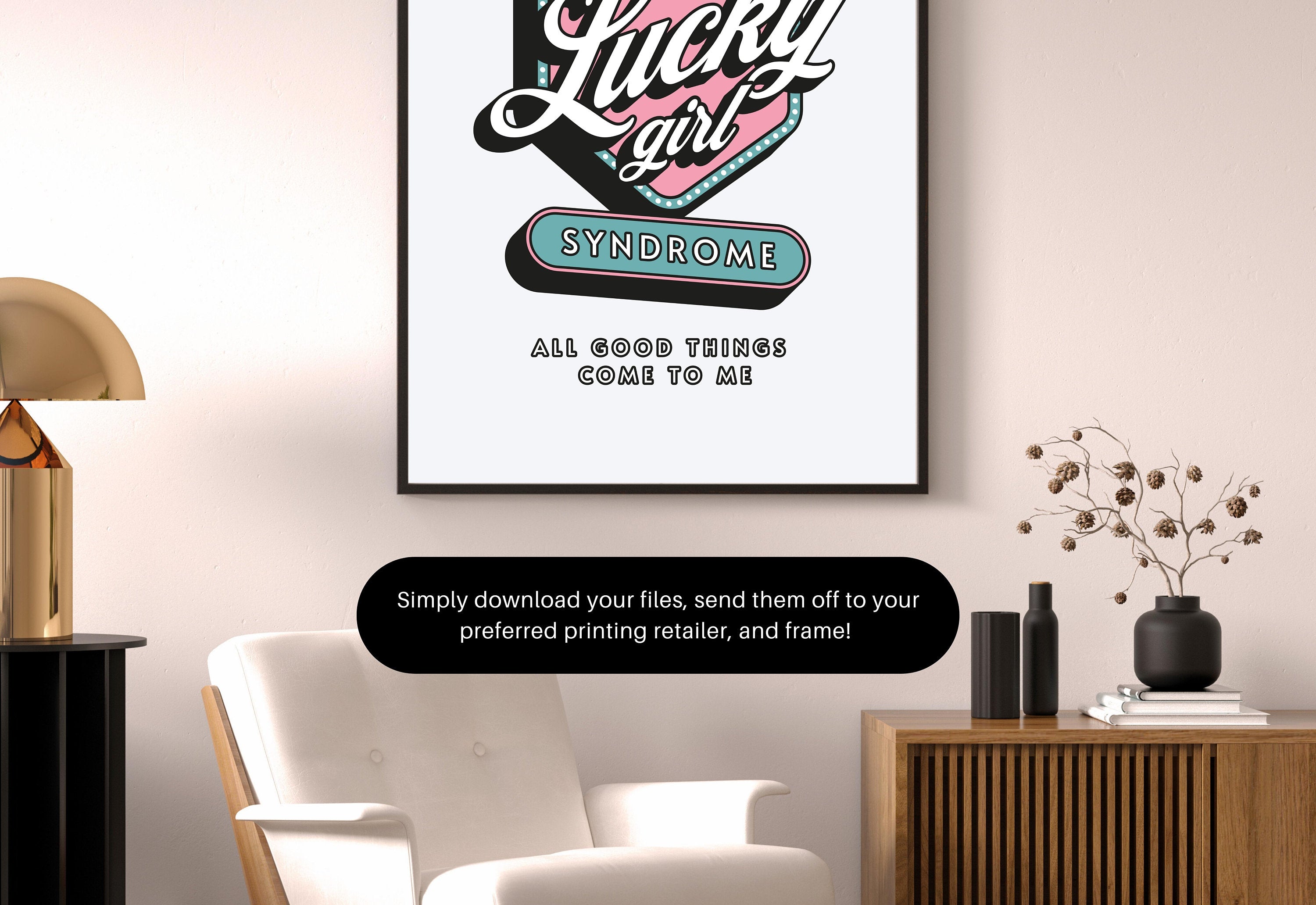 Lucky Girl Quote,Retro Sign Posters,Lucky Girl Syndrome Art,Trendy Wall Art,Aesthetic Print,Dorm Art,Ace of Hearts Art,Apartment Art