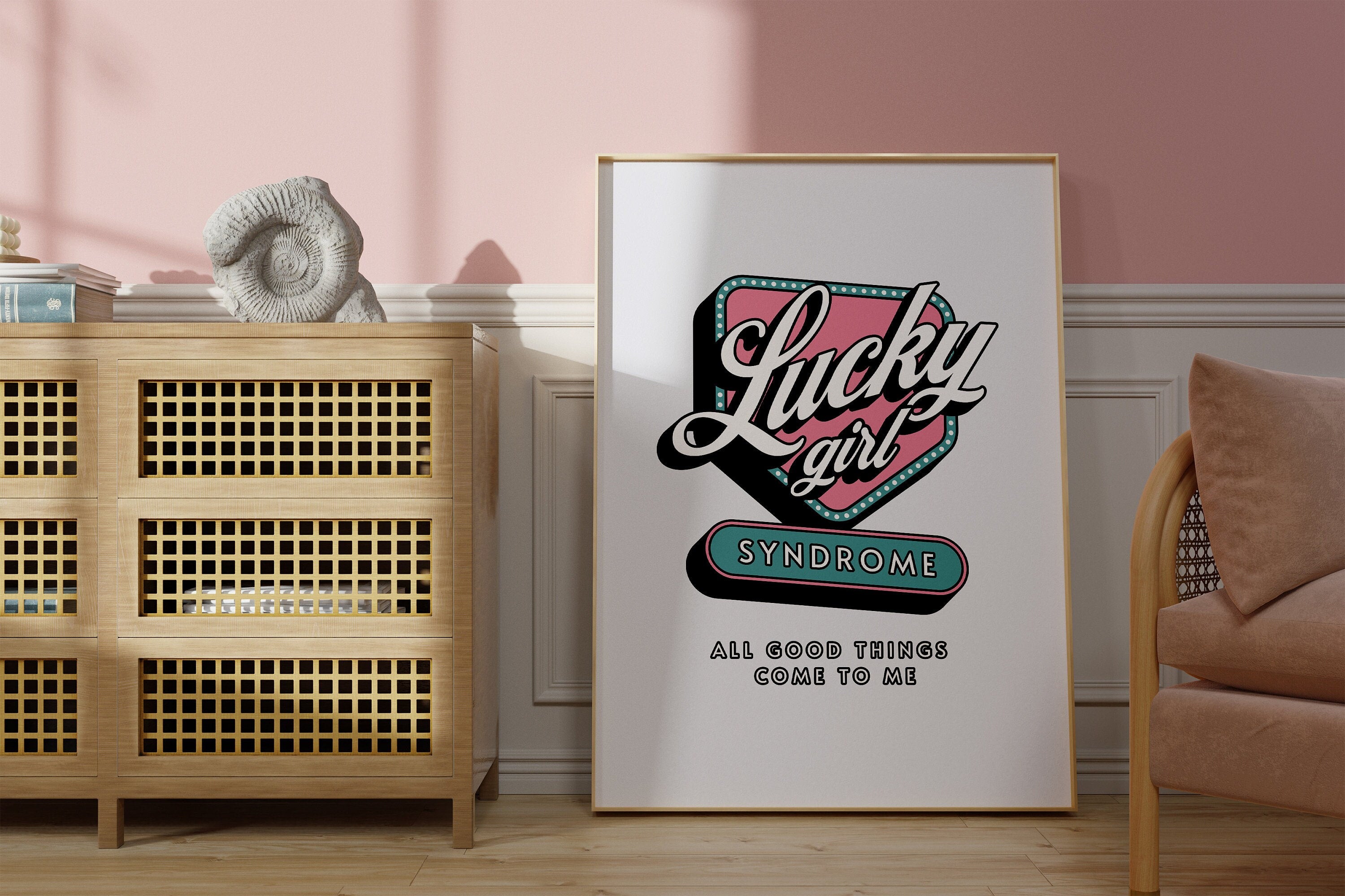 Lucky Girl Quote,Retro Sign Posters,Lucky Girl Syndrome Art,Trendy Wall Art,Aesthetic Print,Dorm Art,Ace of Hearts Art,Apartment Art