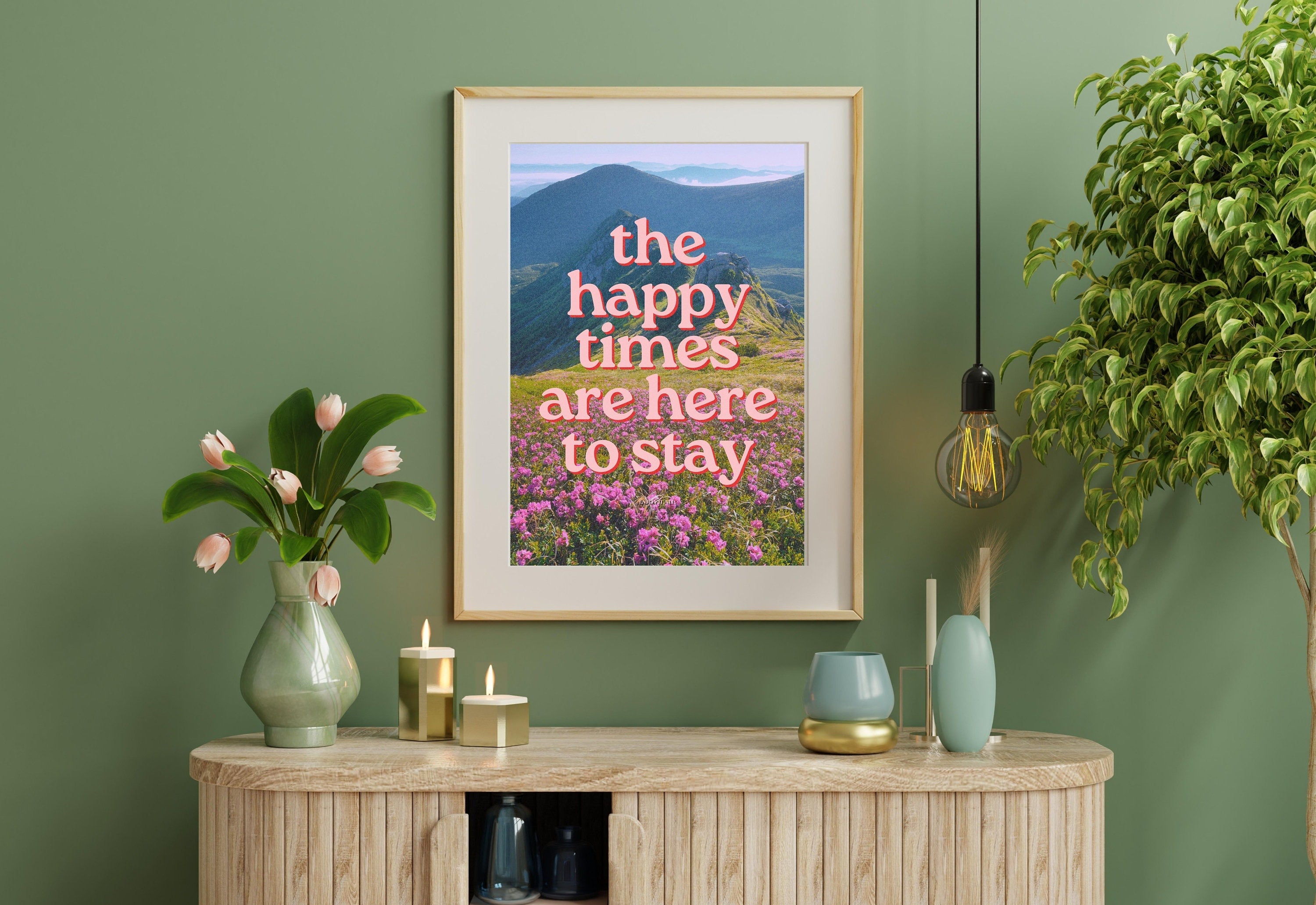 Happy Times-Digital Art Prints-Apartment Wall Art-Retro Photo Prints-Retro Photo Art Print-Preppy Art-Grainy Gradient-Trendy Print