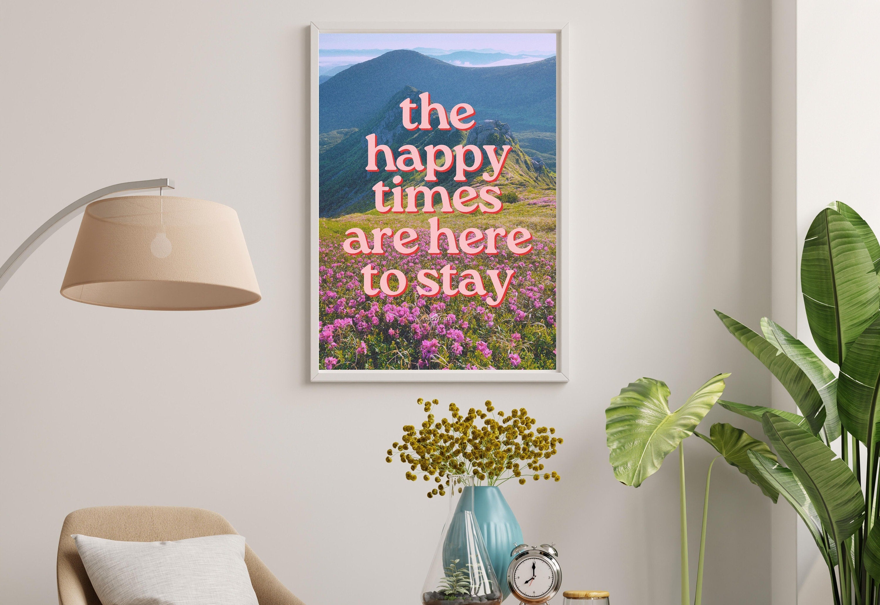 Happy Times-Digital Art Prints-Apartment Wall Art-Retro Photo Prints-Retro Photo Art Print-Preppy Art-Grainy Gradient-Trendy Print