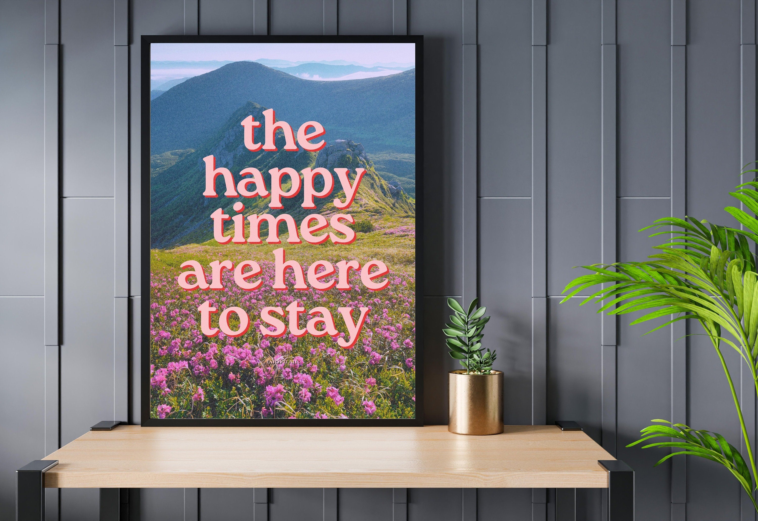 Happy Times-Digital Art Prints-Apartment Wall Art-Retro Photo Prints-Retro Photo Art Print-Preppy Art-Grainy Gradient-Trendy Print