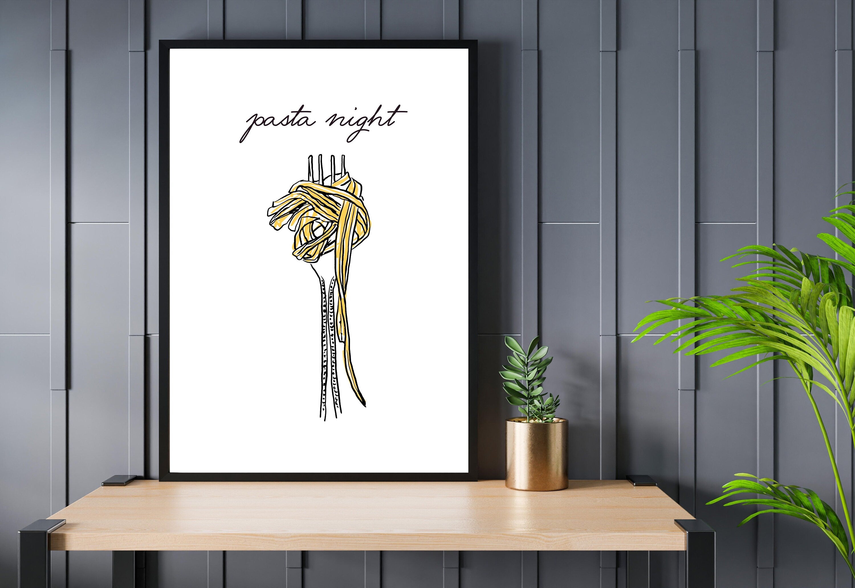 Pasta Night | Kitchen Print | Cocktail Art | Cocktail Lover | Kitchen Decor | Pasta | Digital Download | Digital Print | Fun Wall Art