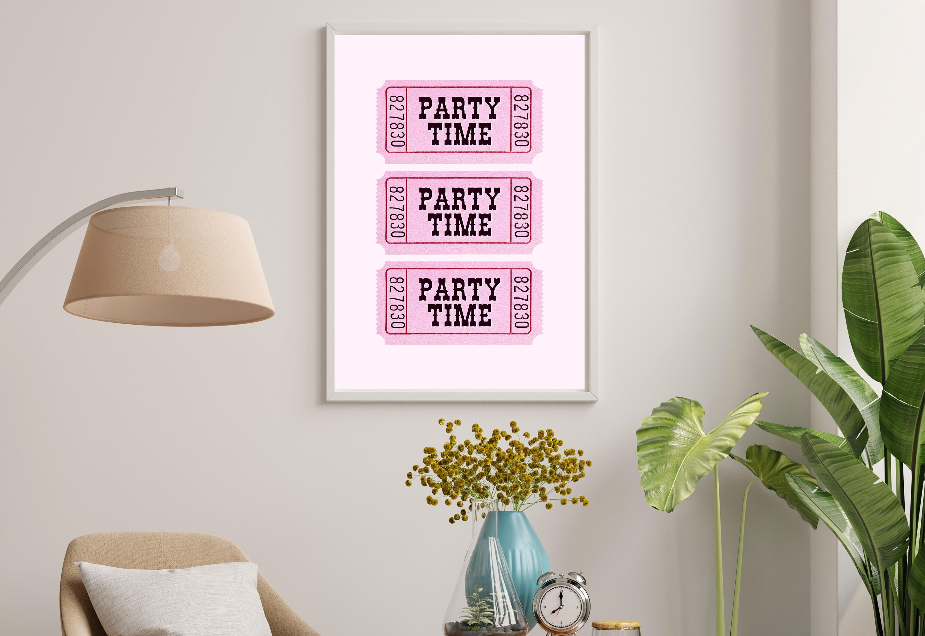 Admit One Print-Fair Ticket Art-Digital Download-Fun Pink Art-Retro Art Print-Preppy Art Print-Girly Art-Kids Room Art-Preppy Bar Cart Art