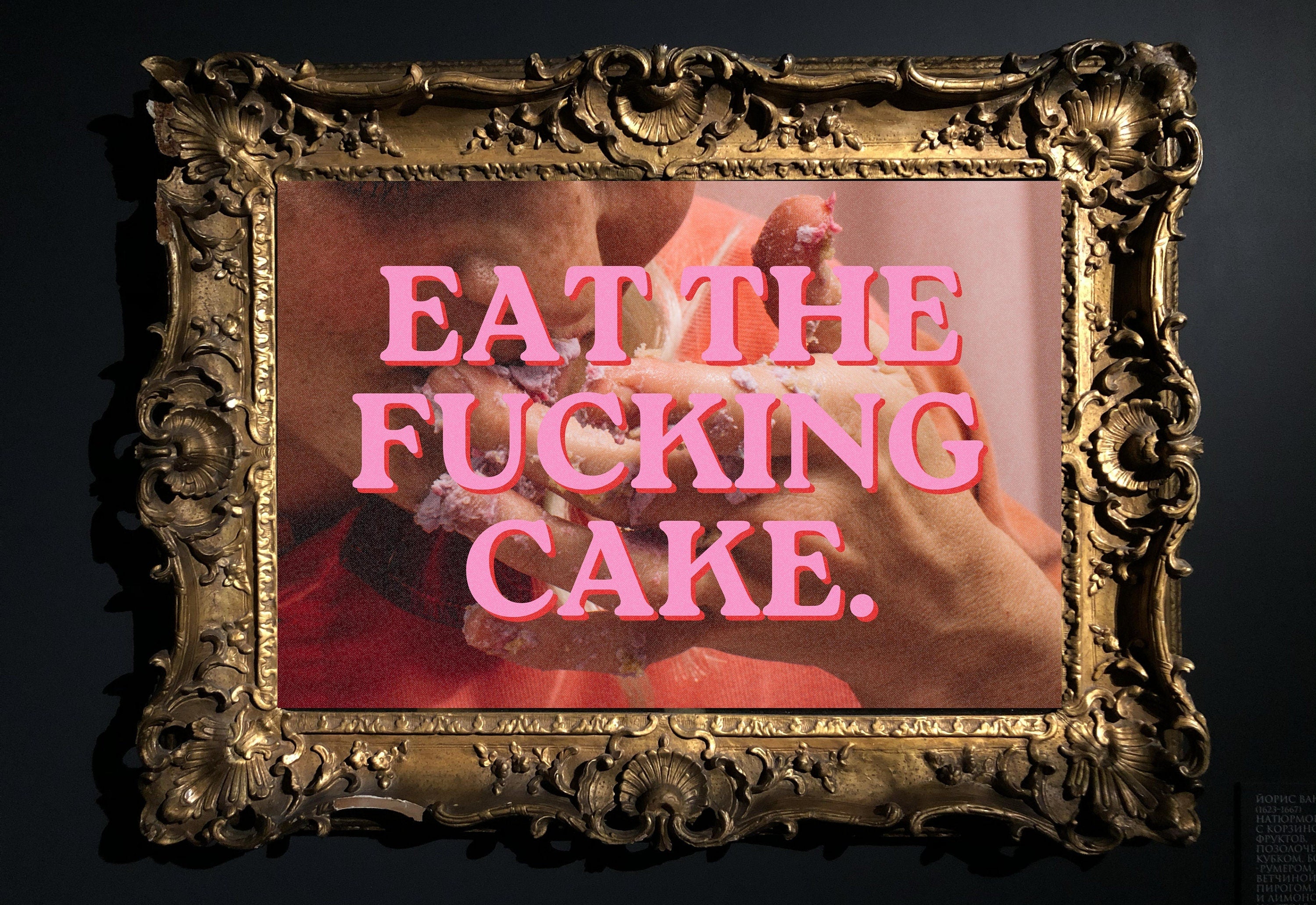 Eat the Cake Art Print-Digital Art Prints-Cocktail Wall Art-Retro Photo Prints-Retro Photo Art Print-Preppy Art-Grainy Gradient-Trendy Print