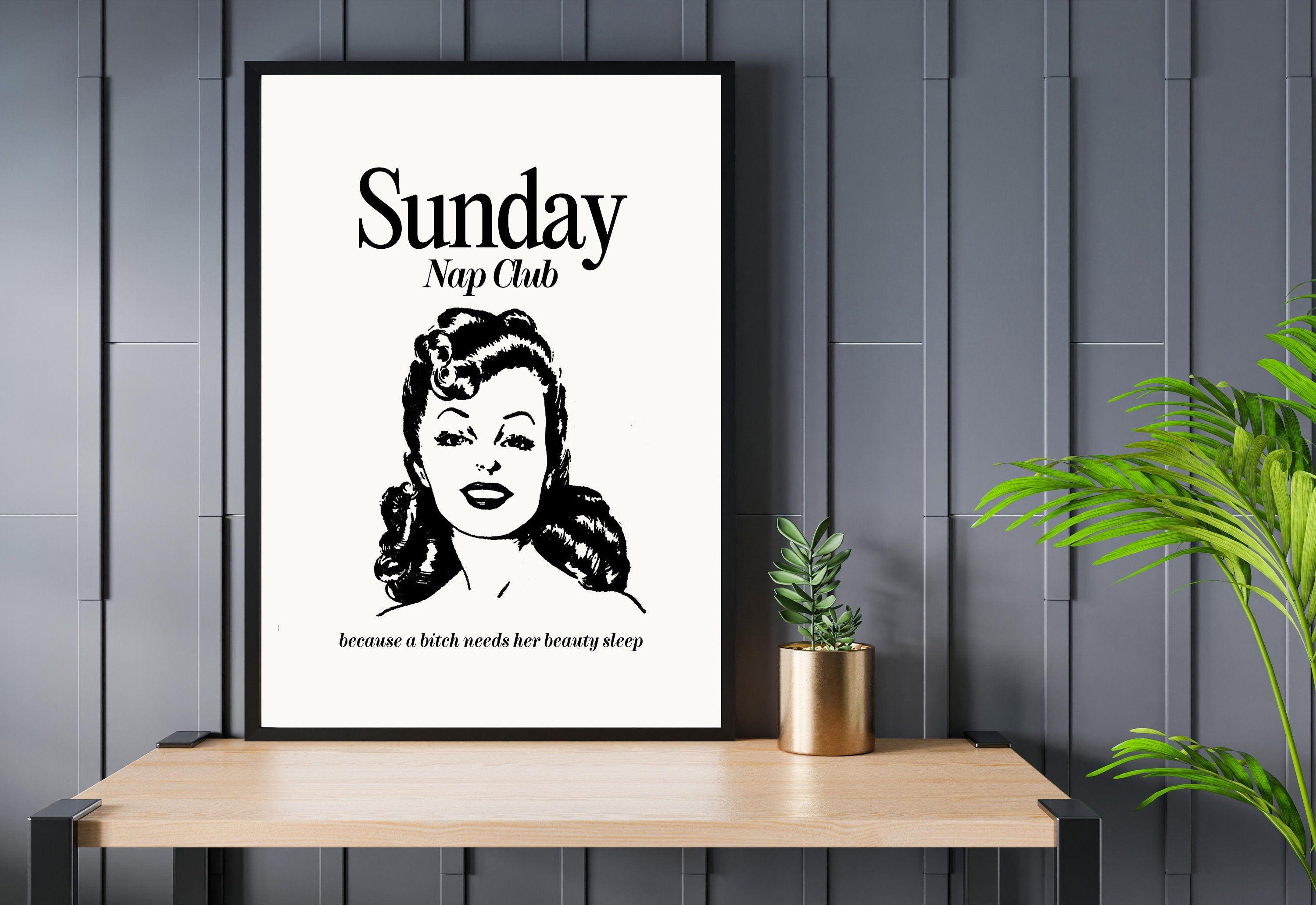 Sunday Nap Club-Large Wall Art-White Wall Print-Retro Cartoon Art-Downloadable Print-Reading Art Prints-Living Room Decor-Funny Wall Art