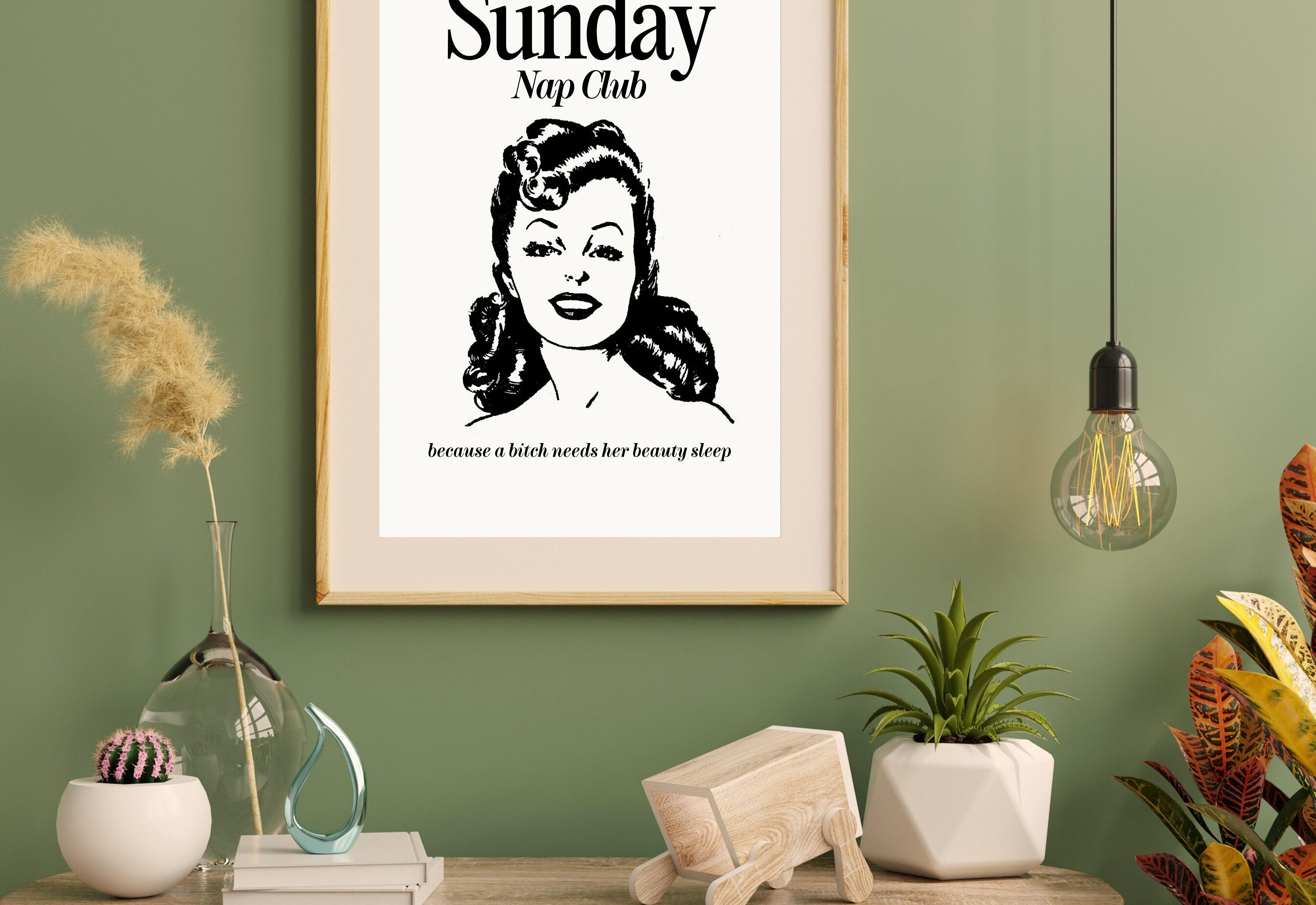 Sunday Nap Club-Large Wall Art-White Wall Print-Retro Cartoon Art-Downloadable Print-Reading Art Prints-Living Room Decor-Funny Wall Art