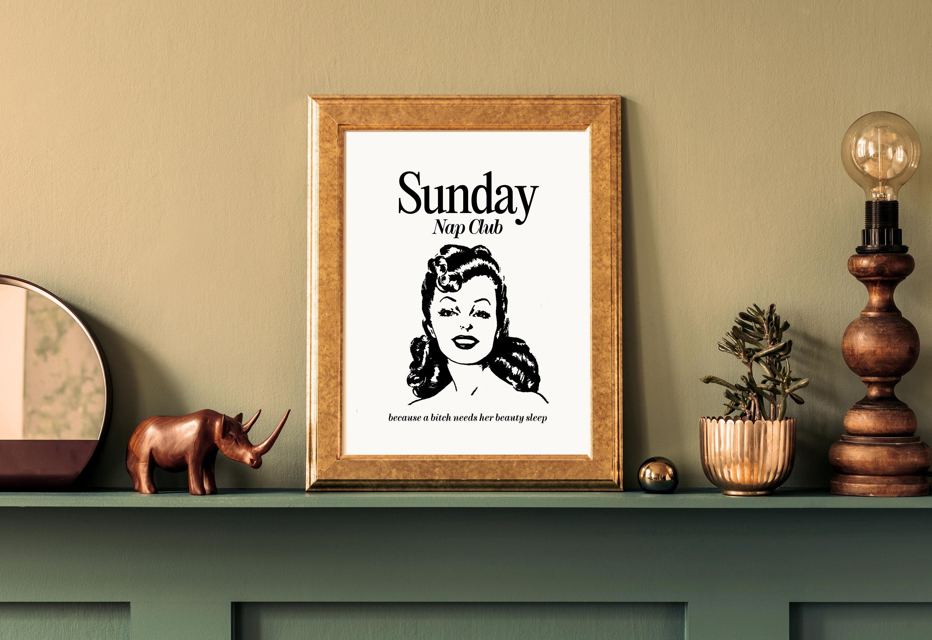 Sunday Nap Club-Large Wall Art-White Wall Print-Retro Cartoon Art-Downloadable Print-Reading Art Prints-Living Room Decor-Funny Wall Art