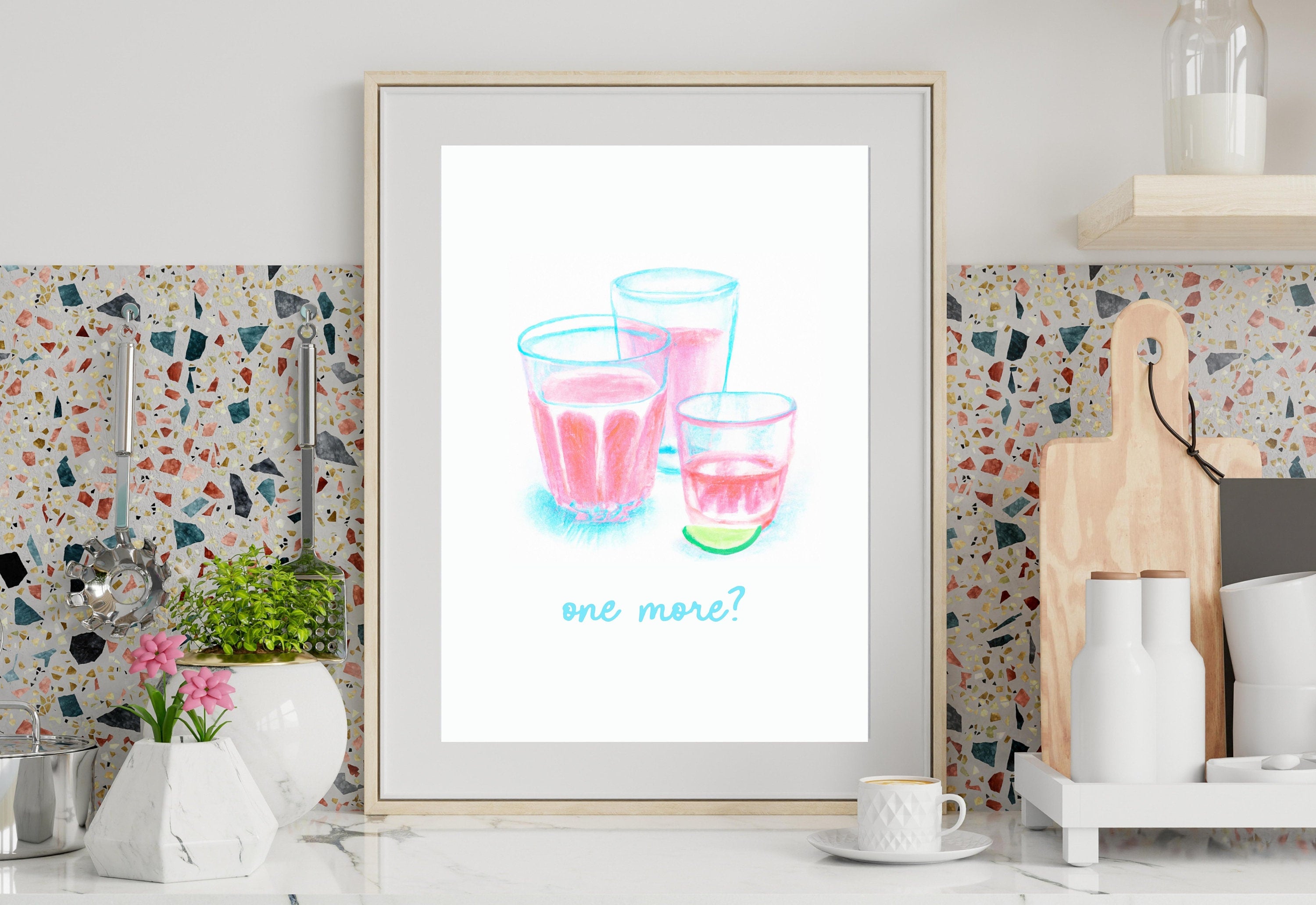 One more-Digital Download-Martini Art-Retro Print-Cheers Art Print-Trendy Art-70s Art Print-Girly Art-Cocktail Art-Preppy Bar Cart Art