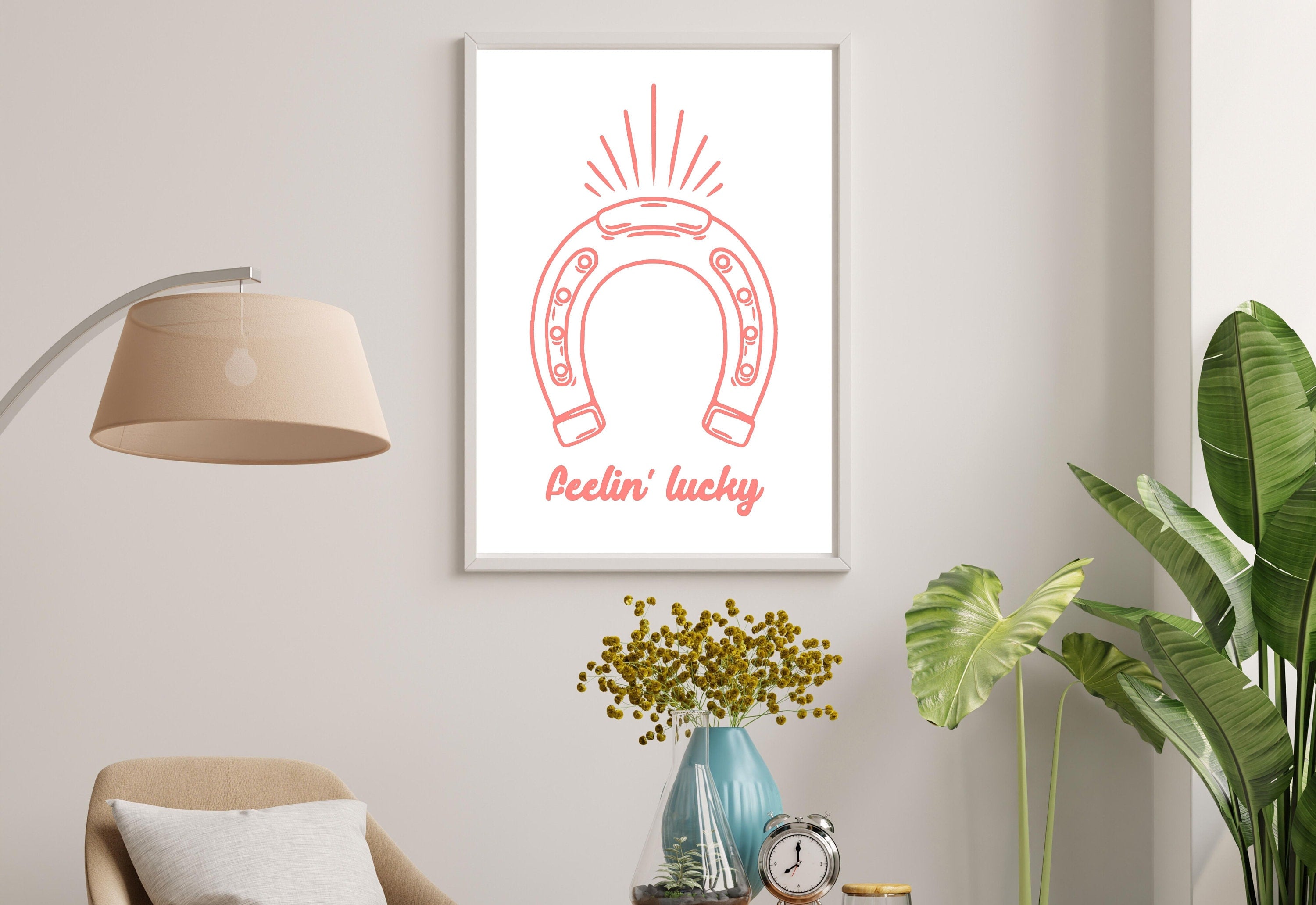 Feeling Lucky,Lucky Girl Quote,Retro Horseshoe Posters,Lucky Girl Syndrome Art,Trendy Wall Art,Aesthetic Print,Dorm Art,Ace of Hearts Art