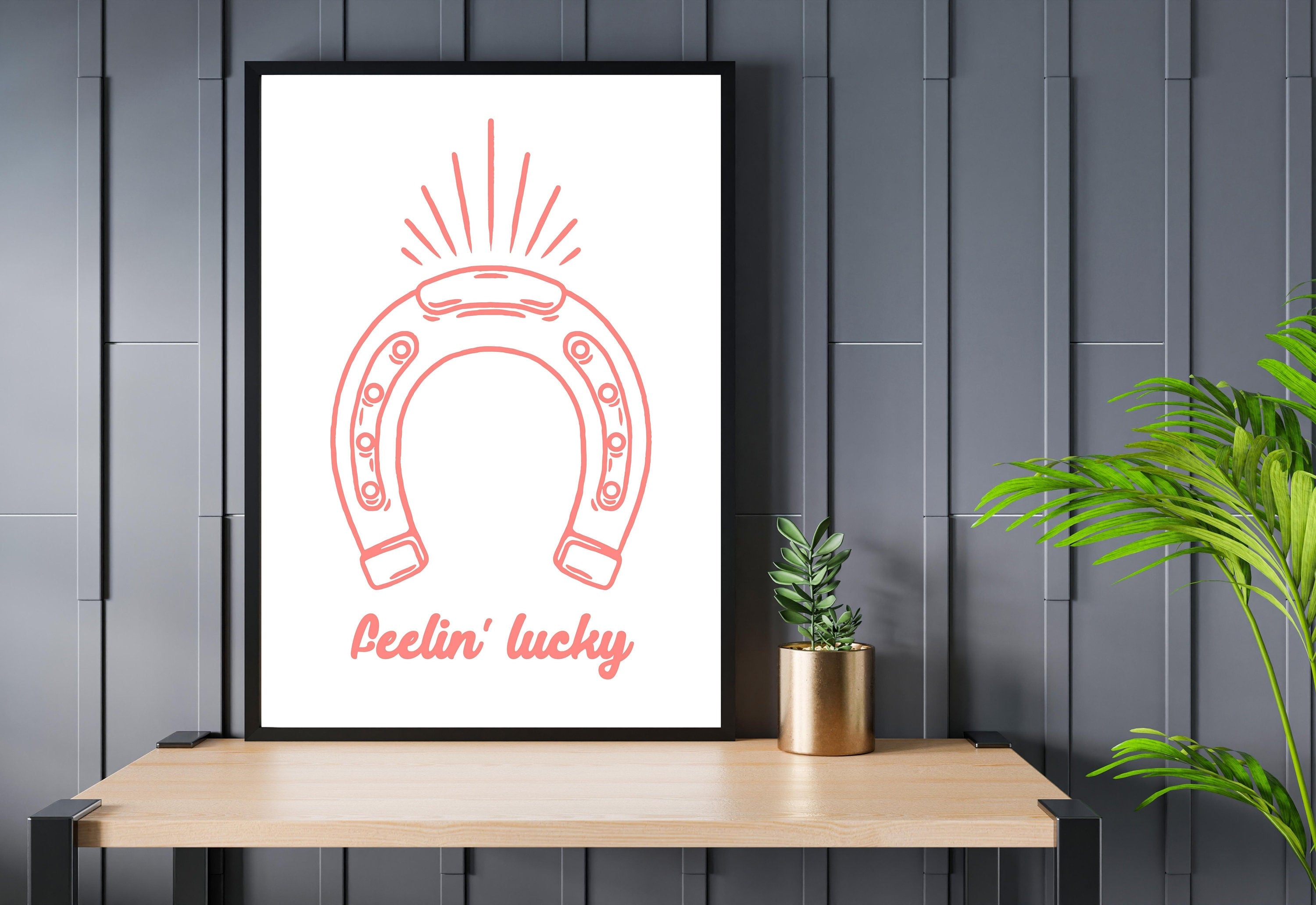 Feeling Lucky,Lucky Girl Quote,Retro Horseshoe Posters,Lucky Girl Syndrome Art,Trendy Wall Art,Aesthetic Print,Dorm Art,Ace of Hearts Art