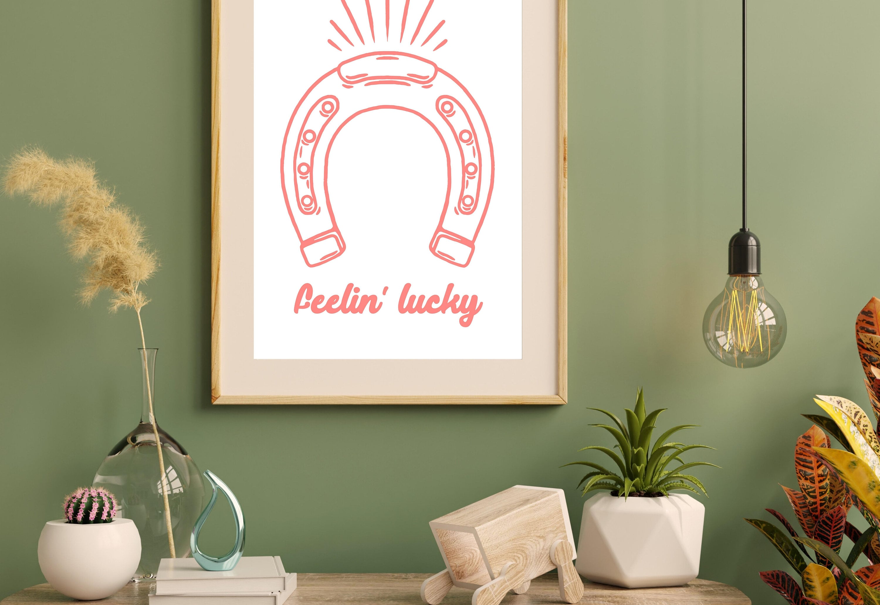 Feeling Lucky,Lucky Girl Quote,Retro Horseshoe Posters,Lucky Girl Syndrome Art,Trendy Wall Art,Aesthetic Print,Dorm Art,Ace of Hearts Art