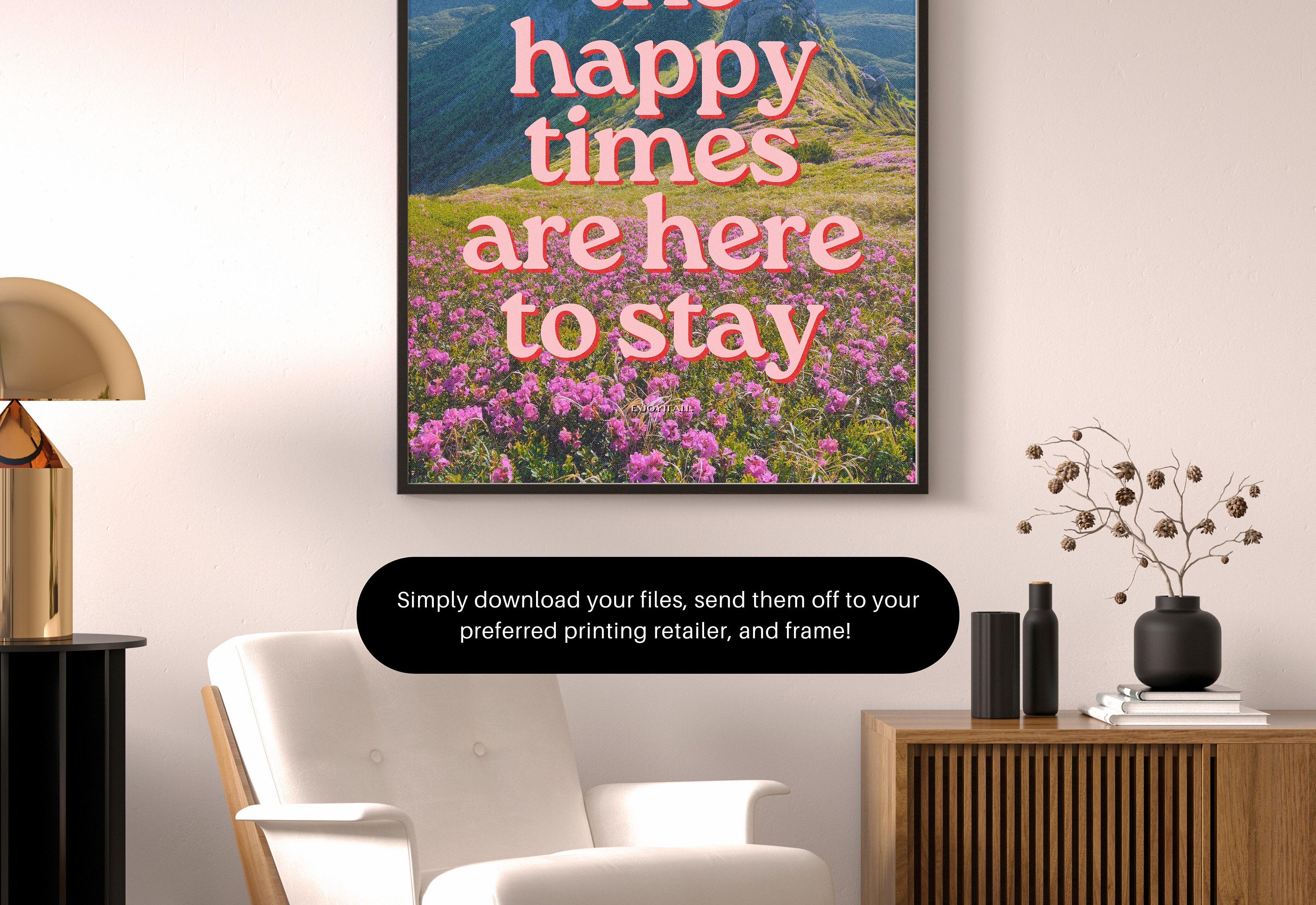 Happy Times-Digital Art Prints-Apartment Wall Art-Retro Photo Prints-Retro Photo Art Print-Preppy Art-Grainy Gradient-Trendy Print