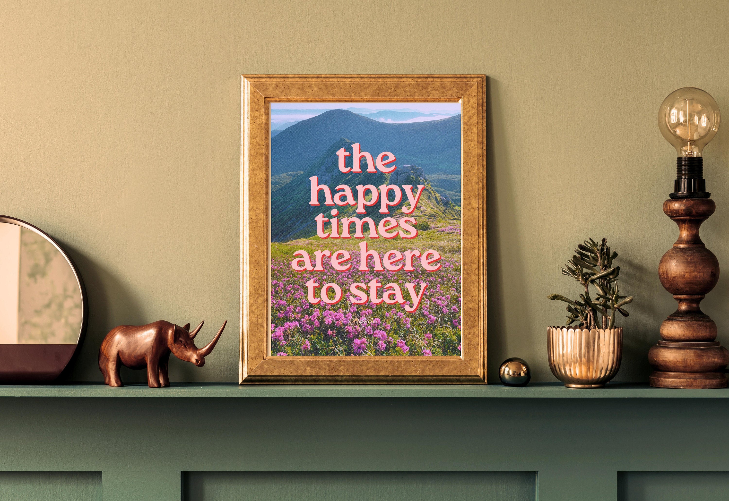 Happy Times-Digital Art Prints-Apartment Wall Art-Retro Photo Prints-Retro Photo Art Print-Preppy Art-Grainy Gradient-Trendy Print