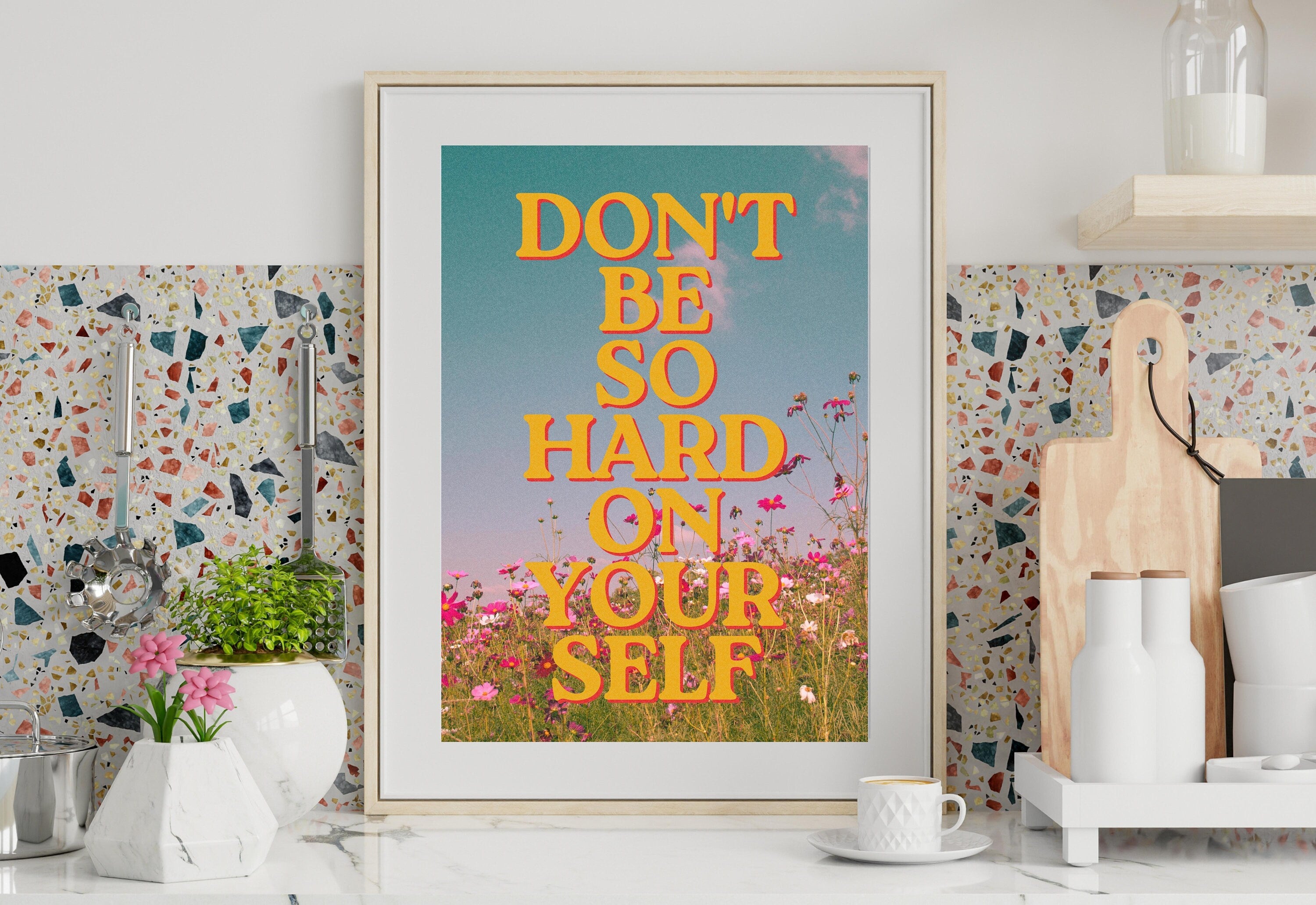 Positivity Art Print-Digital Art Prints-Cocktail Wall Art-Retro Photo Prints-Retro Photo Art Print-Preppy Art-Grainy Gradient-Trendy Print