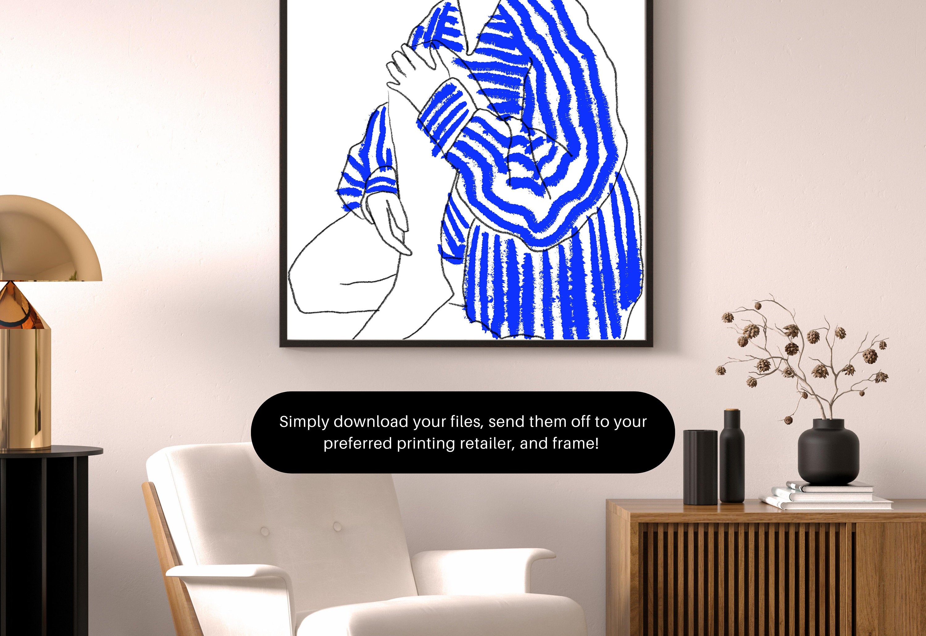 Gallery view featuring Abstract Woman Digital Art Print among other abstract art pieces