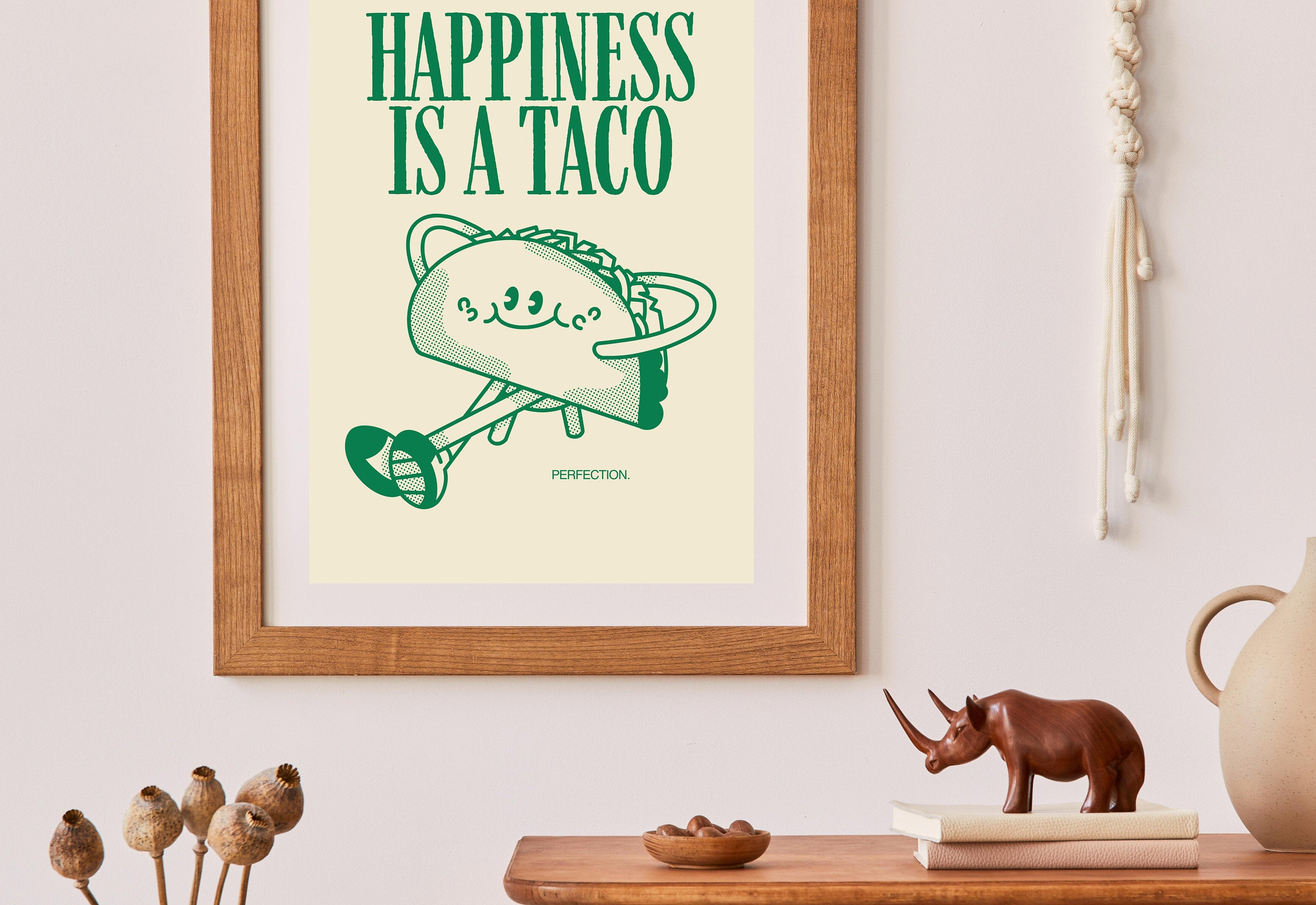 Aesthetic Kitchen Decor, Cute Cooking Art, Kitchen Wall Art Print, Minimalist Cartoon Print, Taco Art Print, Retro Taco Art, Wall Art Print