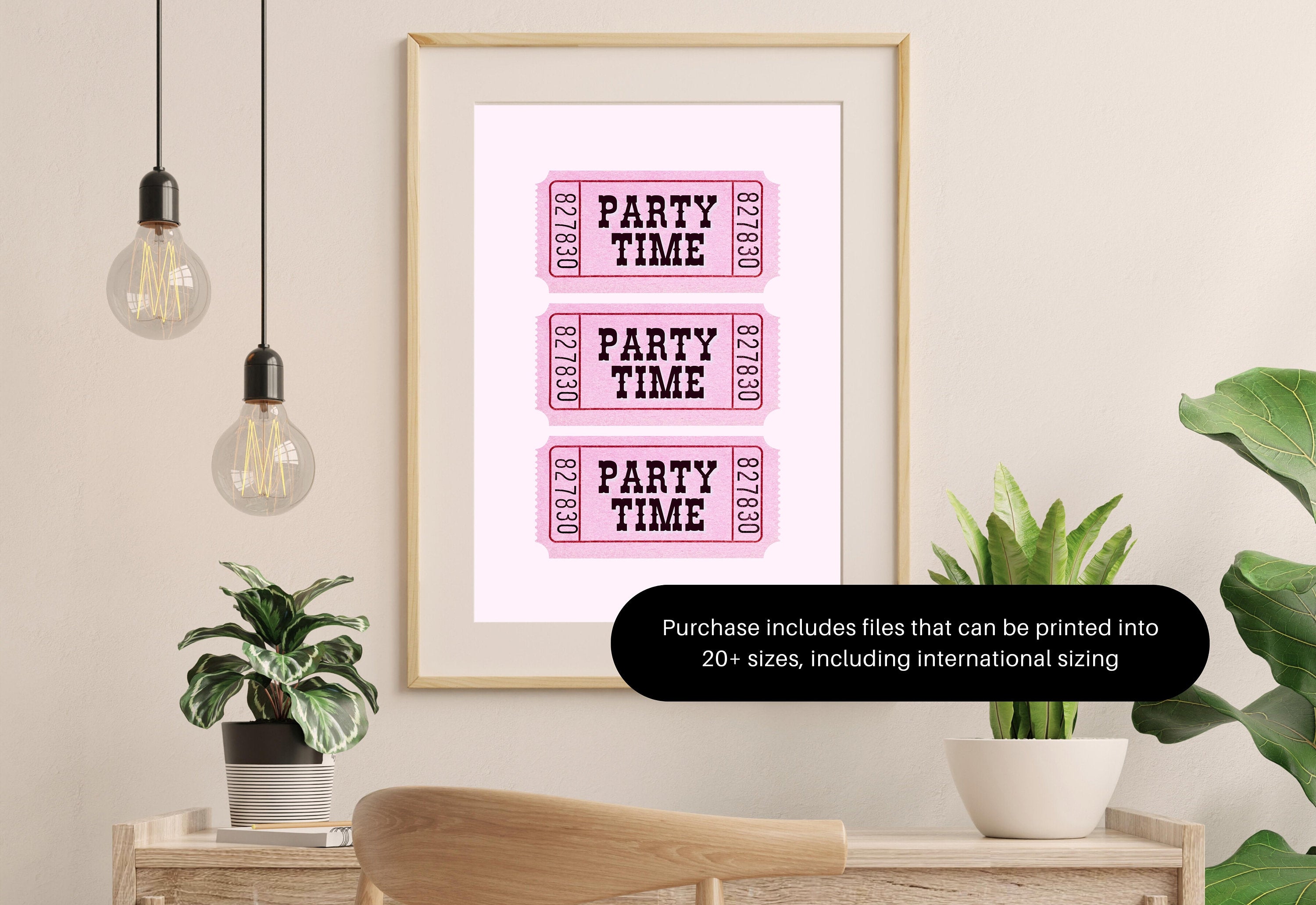 Admit One Print-Fair Ticket Art-Digital Download-Fun Pink Art-Retro Art Print-Preppy Art Print-Girly Art-Kids Room Art-Preppy Bar Cart Art