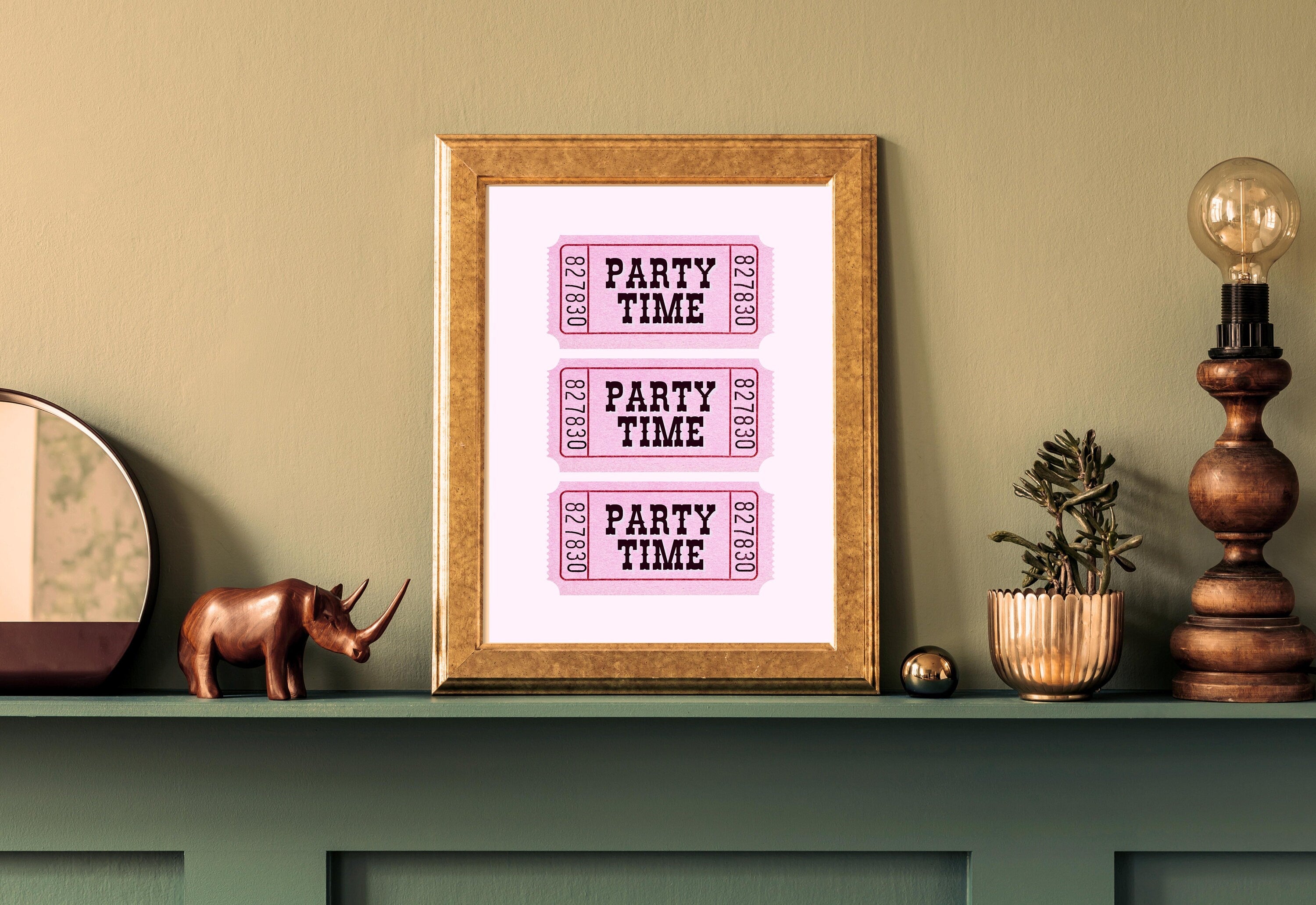 Admit One Print-Fair Ticket Art-Digital Download-Fun Pink Art-Retro Art Print-Preppy Art Print-Girly Art-Kids Room Art-Preppy Bar Cart Art