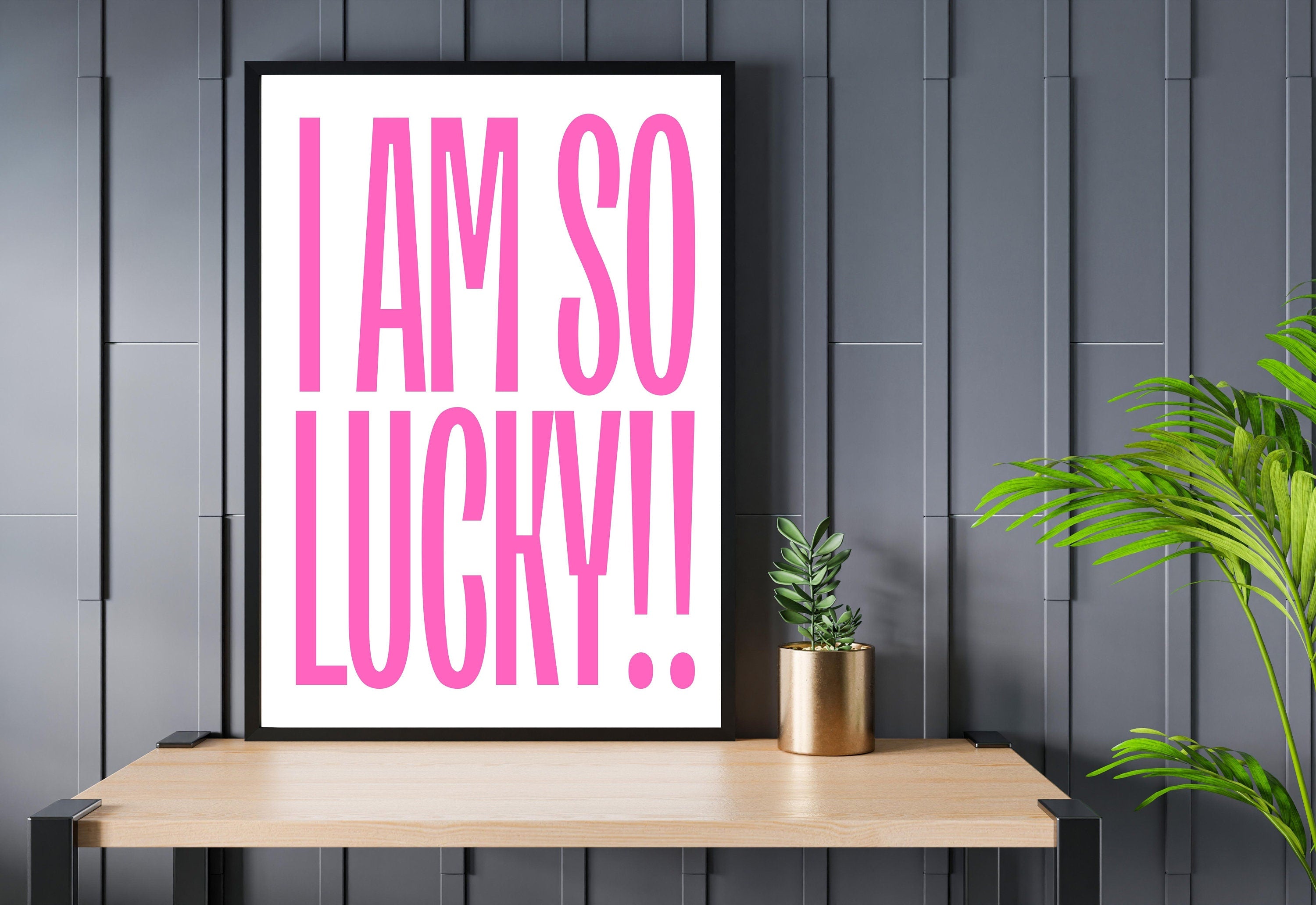 Lucky Girl Quote,Retro Posters,Lucky Girl Syndrome Art,Trendy Wall Art,Aesthetic Print,Dorm Art,Pink Large Art, Wall Art Prints