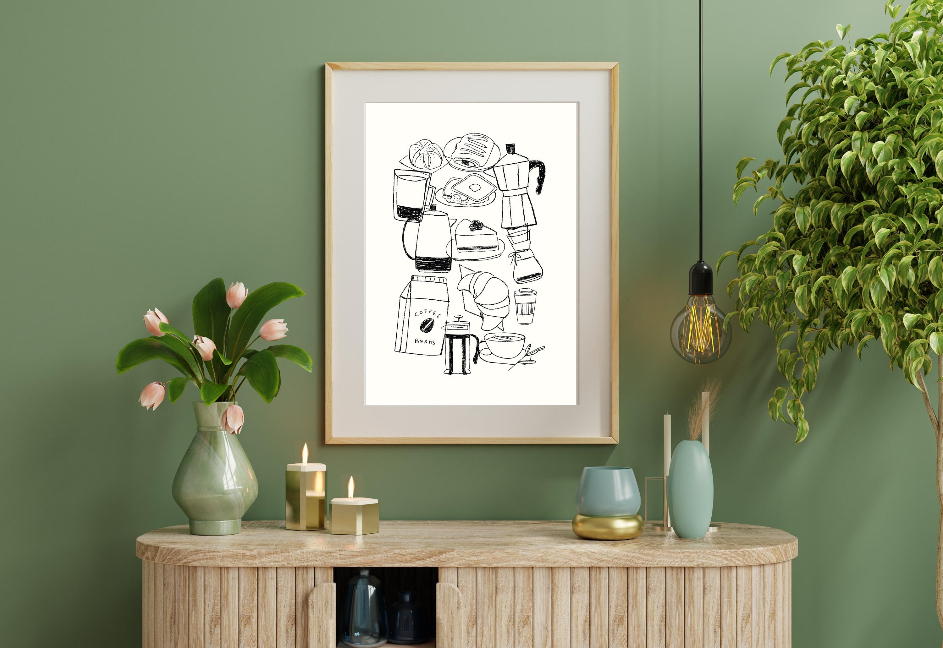 Coffee Sketch Art-Digital Prints-Retro Art Quote-Office Art-Kitchen Art-Coffee Art Print-Coffee doodle Print-Retro Wall Art