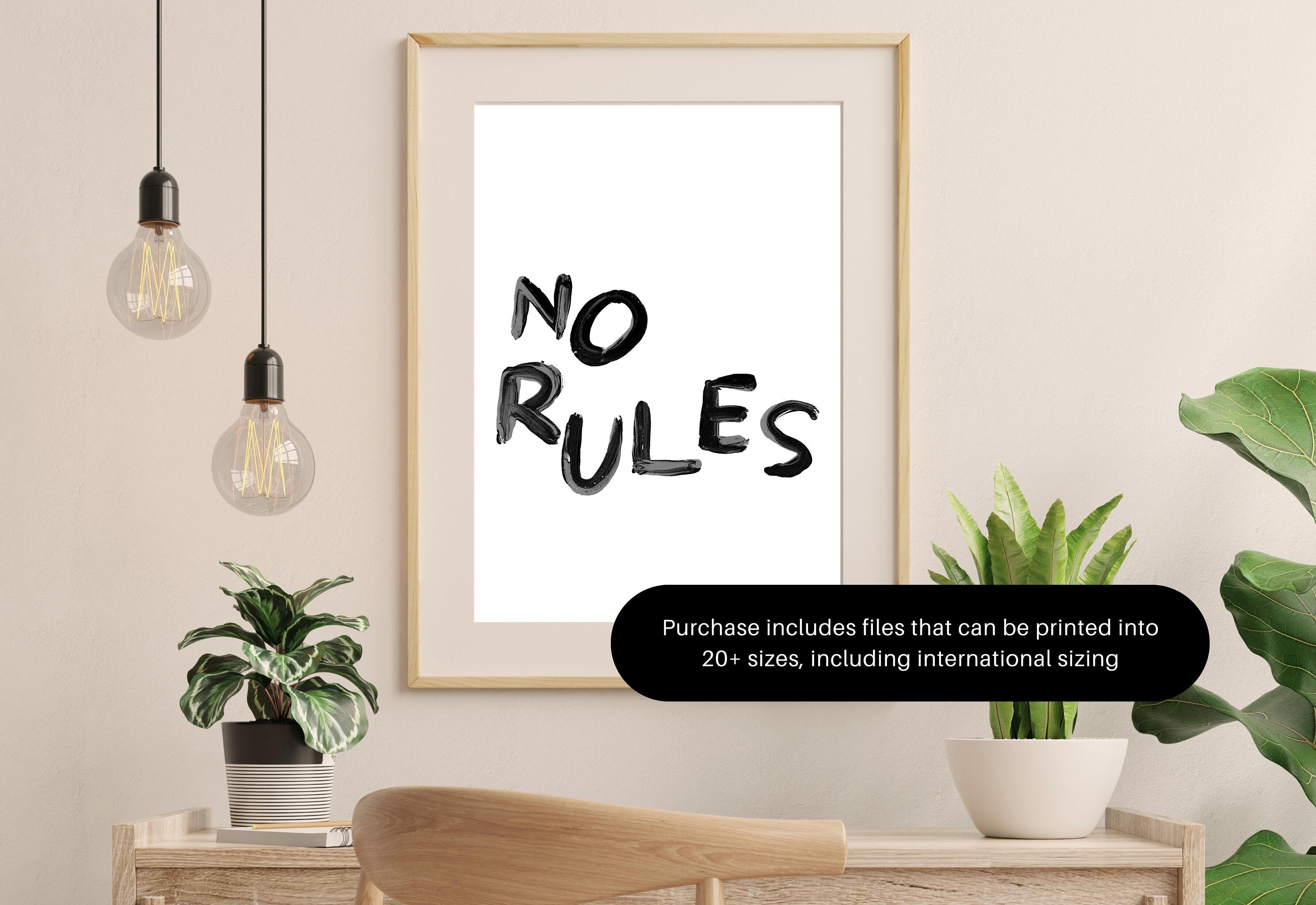 Quote Wall Posters, No Rules Wall Art, Fun Kids Art, Retro Decor, Quote Art, Large Black Wall Art, Kids Room Poster, Gratitude Prints