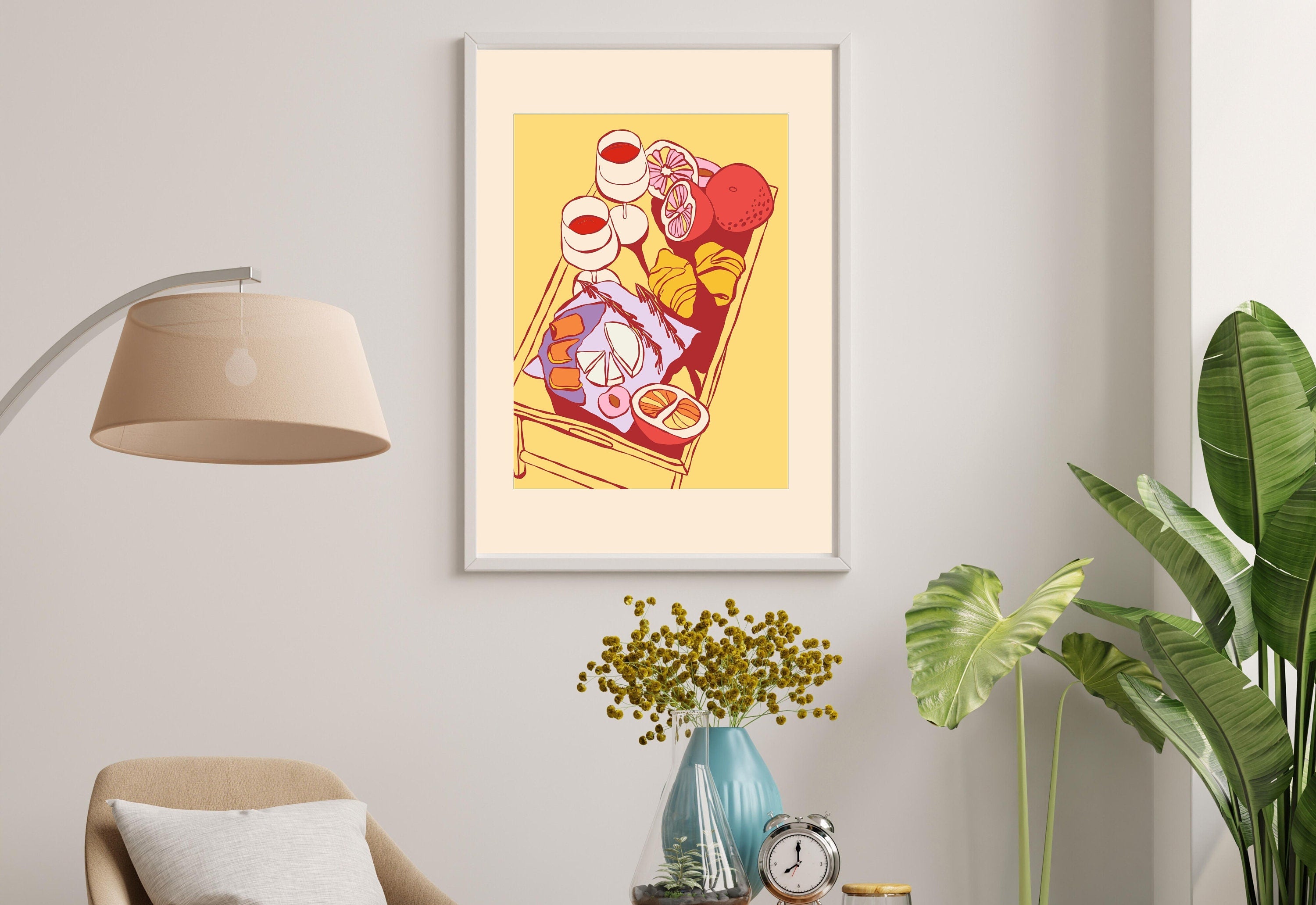 Picnic Art Print-Digital Download-Simple Art-Retro Print-Cheers Art Print-Trendy Art-70s Art-Girly Art-Cocktail Art-Preppy Bar Cart Art