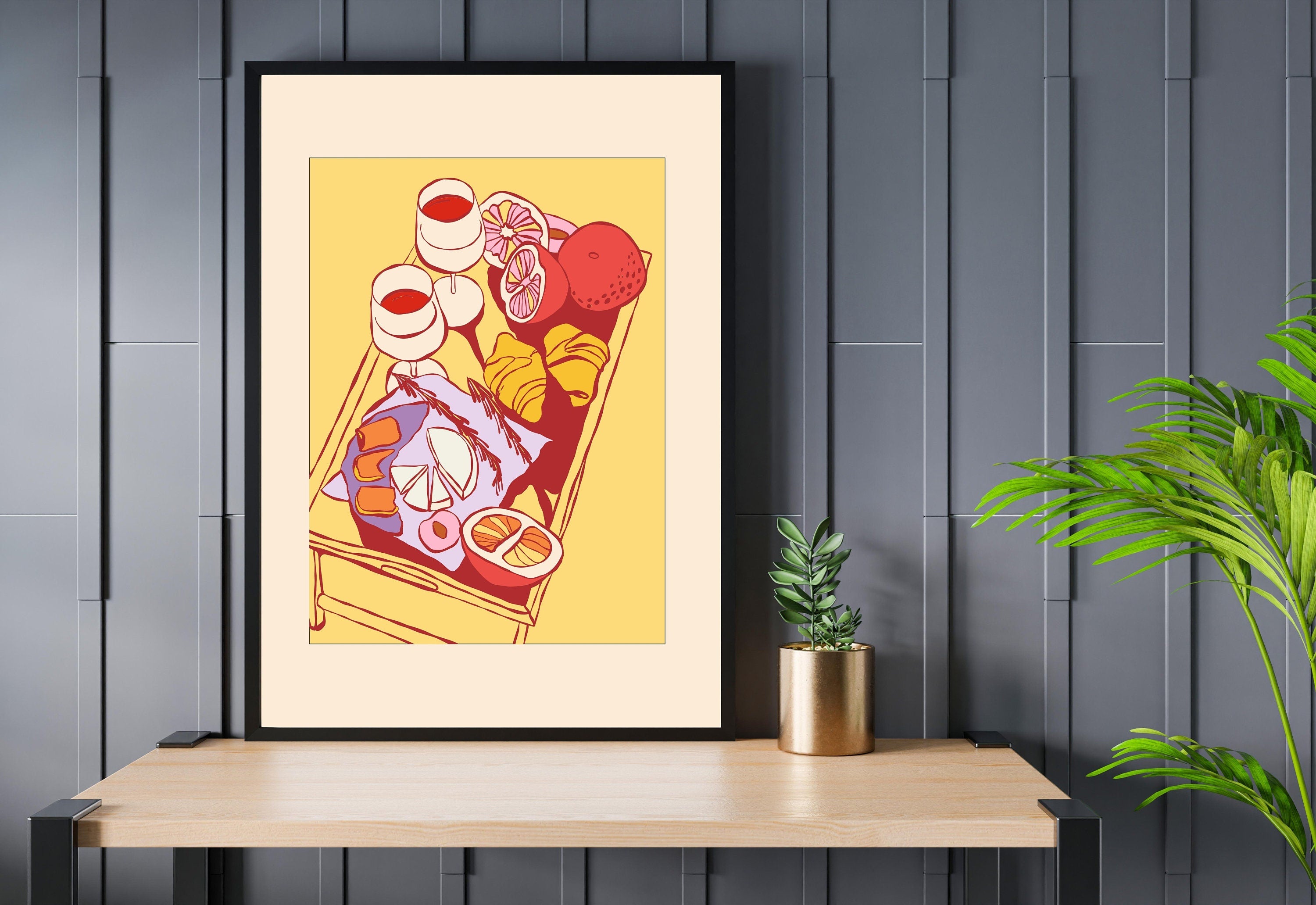 Picnic Art Print-Digital Download-Simple Art-Retro Print-Cheers Art Print-Trendy Art-70s Art-Girly Art-Cocktail Art-Preppy Bar Cart Art