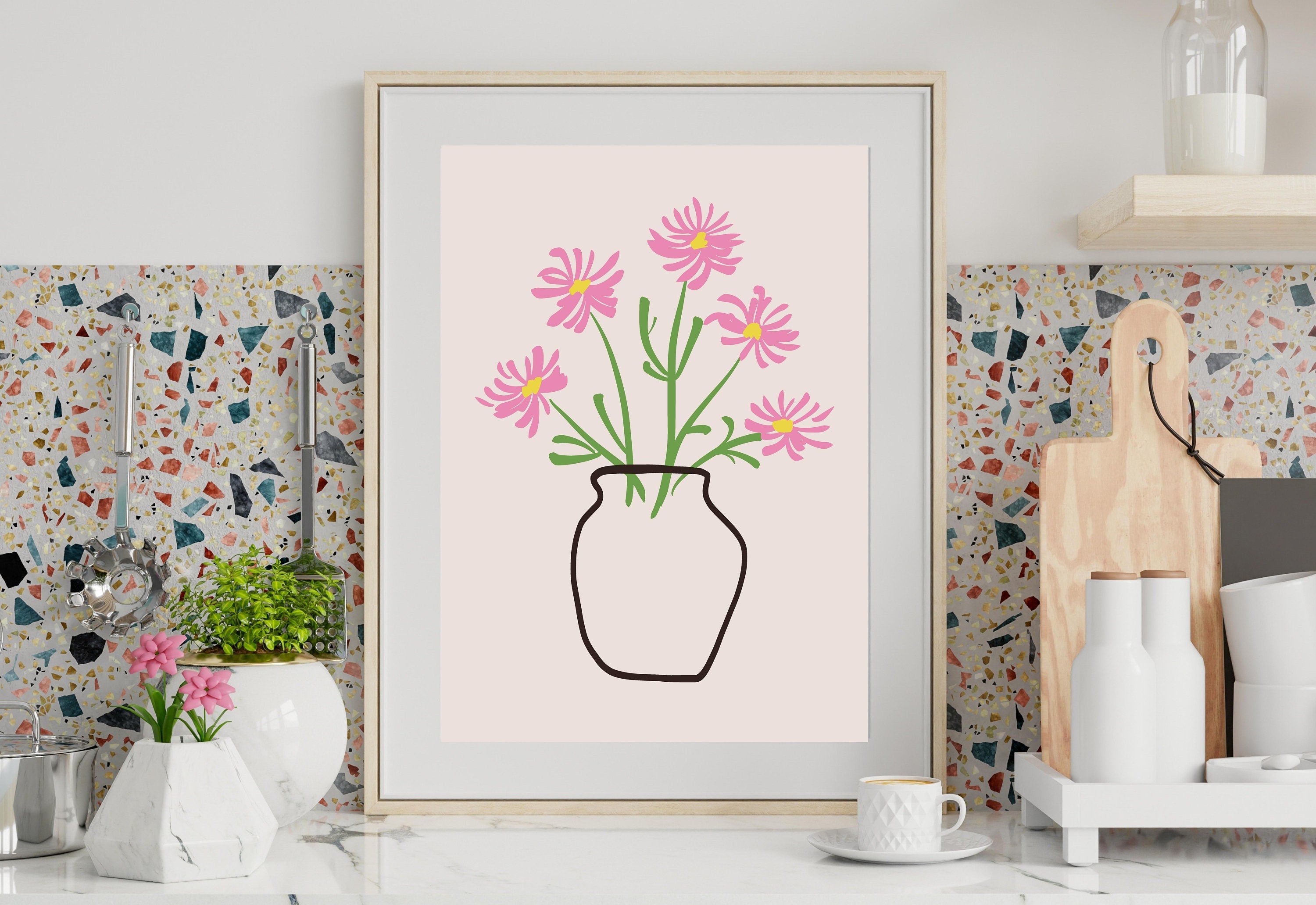 Bouquet of Flowers, Floral Art, Art Prints Floral, Floral Decor, Colorful Print, Girls Bedroom, Gift Idea, Inspirational Art, Minimalist Art