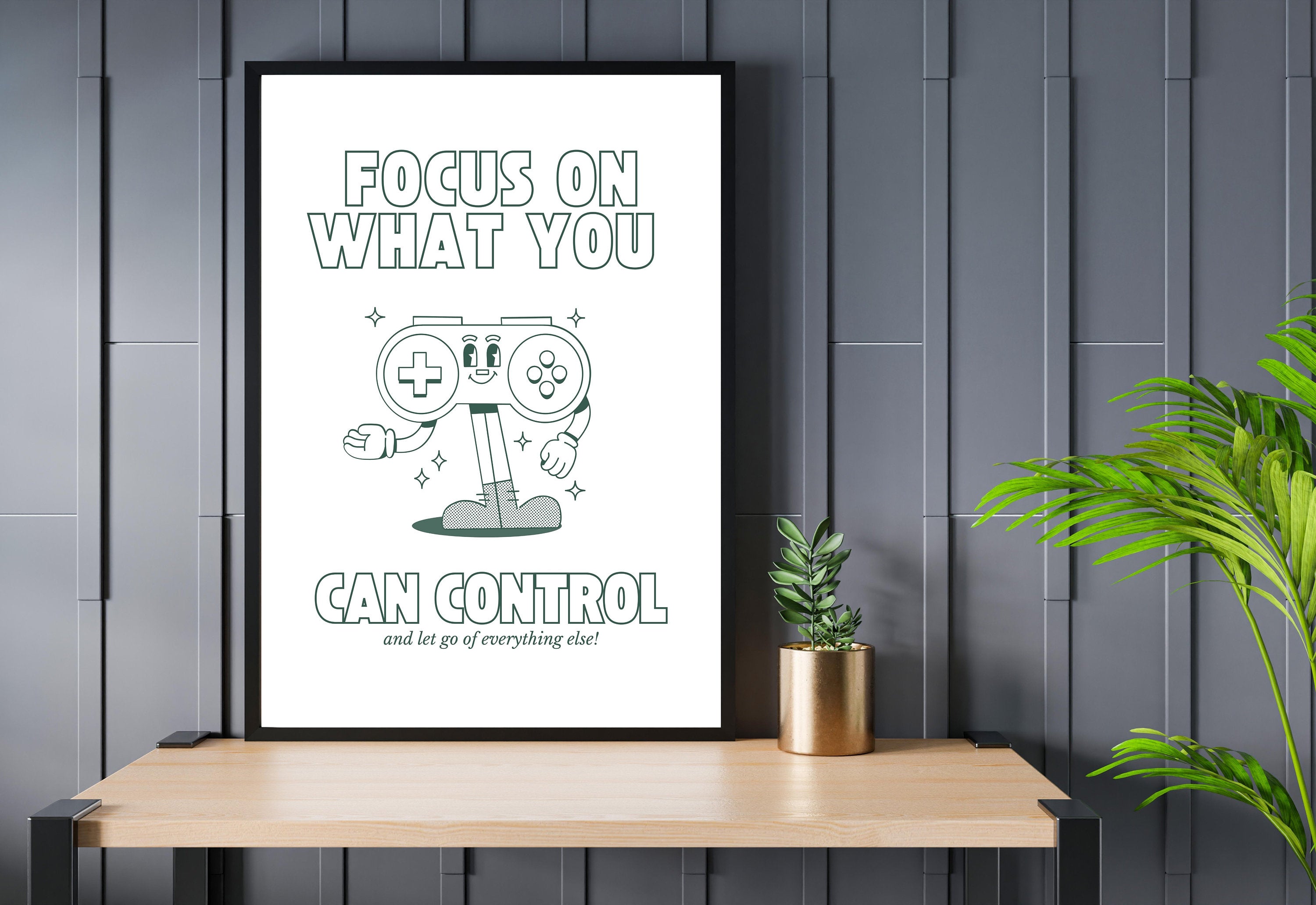 Game Control Art,Gamer Art,Downloadable Print,70s Art Print,Retro Character Art,Trendy Posters,Vintage Mascot Art,Cute Positive Art