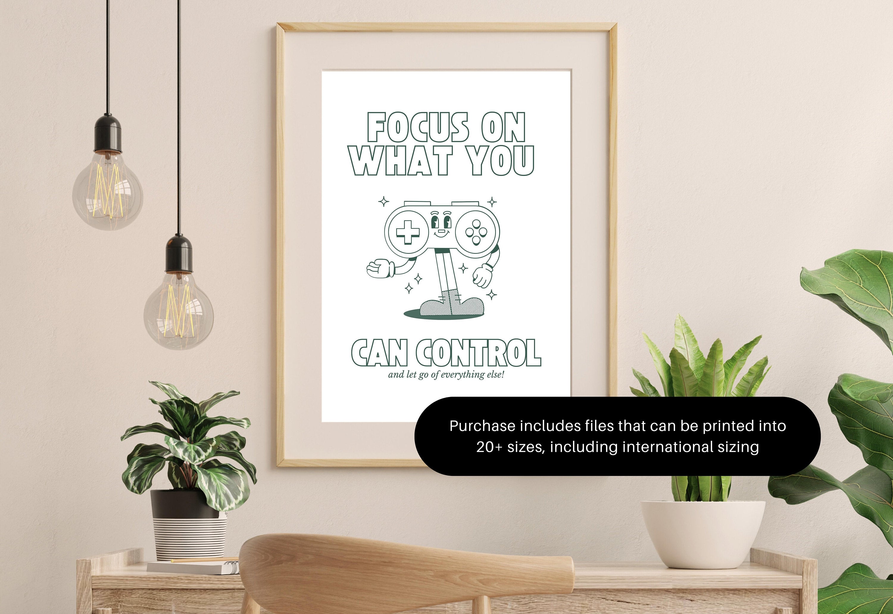 Game Control Art,Gamer Art,Downloadable Print,70s Art Print,Retro Character Art,Trendy Posters,Vintage Mascot Art,Cute Positive Art