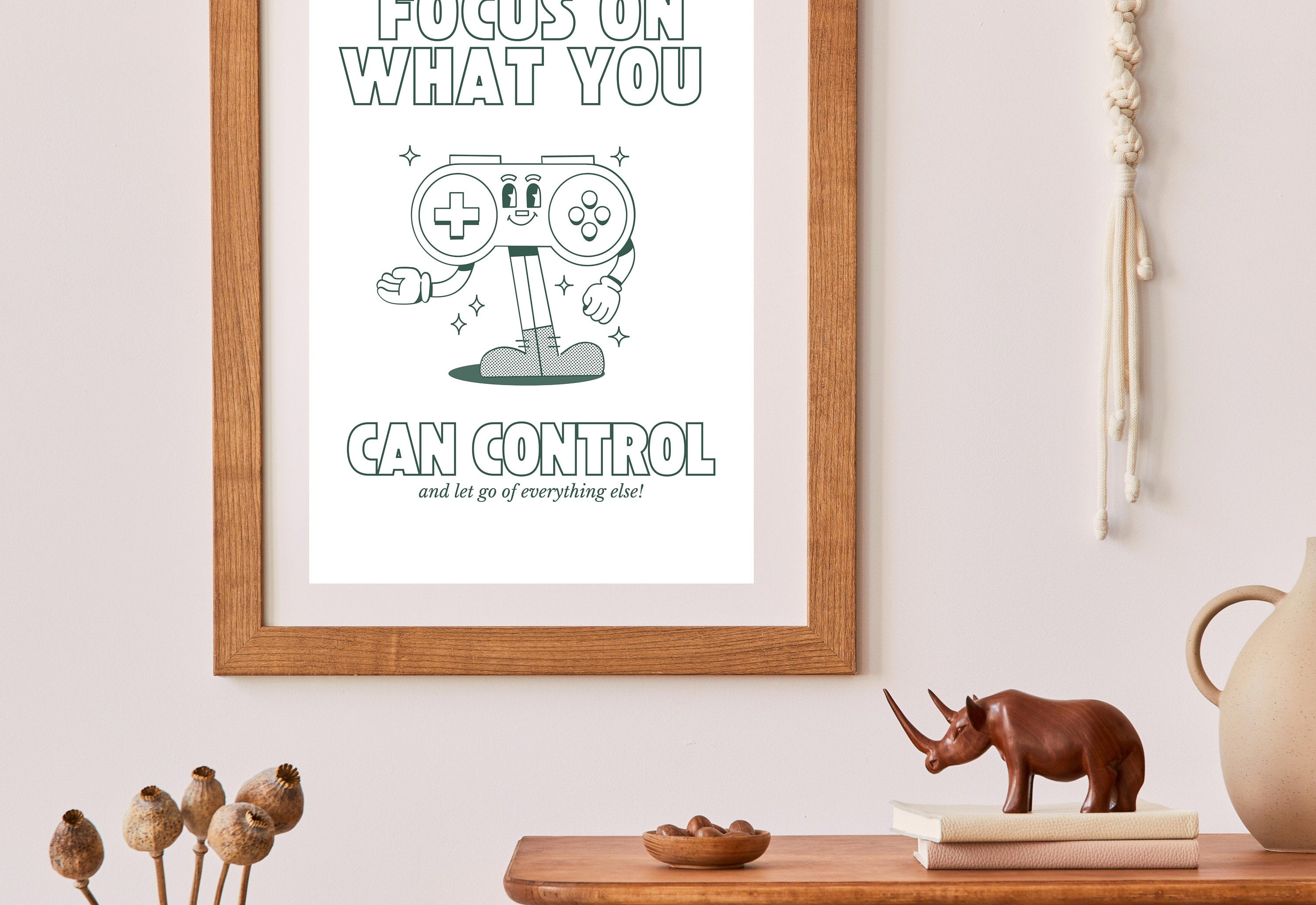 Game Control Art,Gamer Art,Downloadable Print,70s Art Print,Retro Character Art,Trendy Posters,Vintage Mascot Art,Cute Positive Art