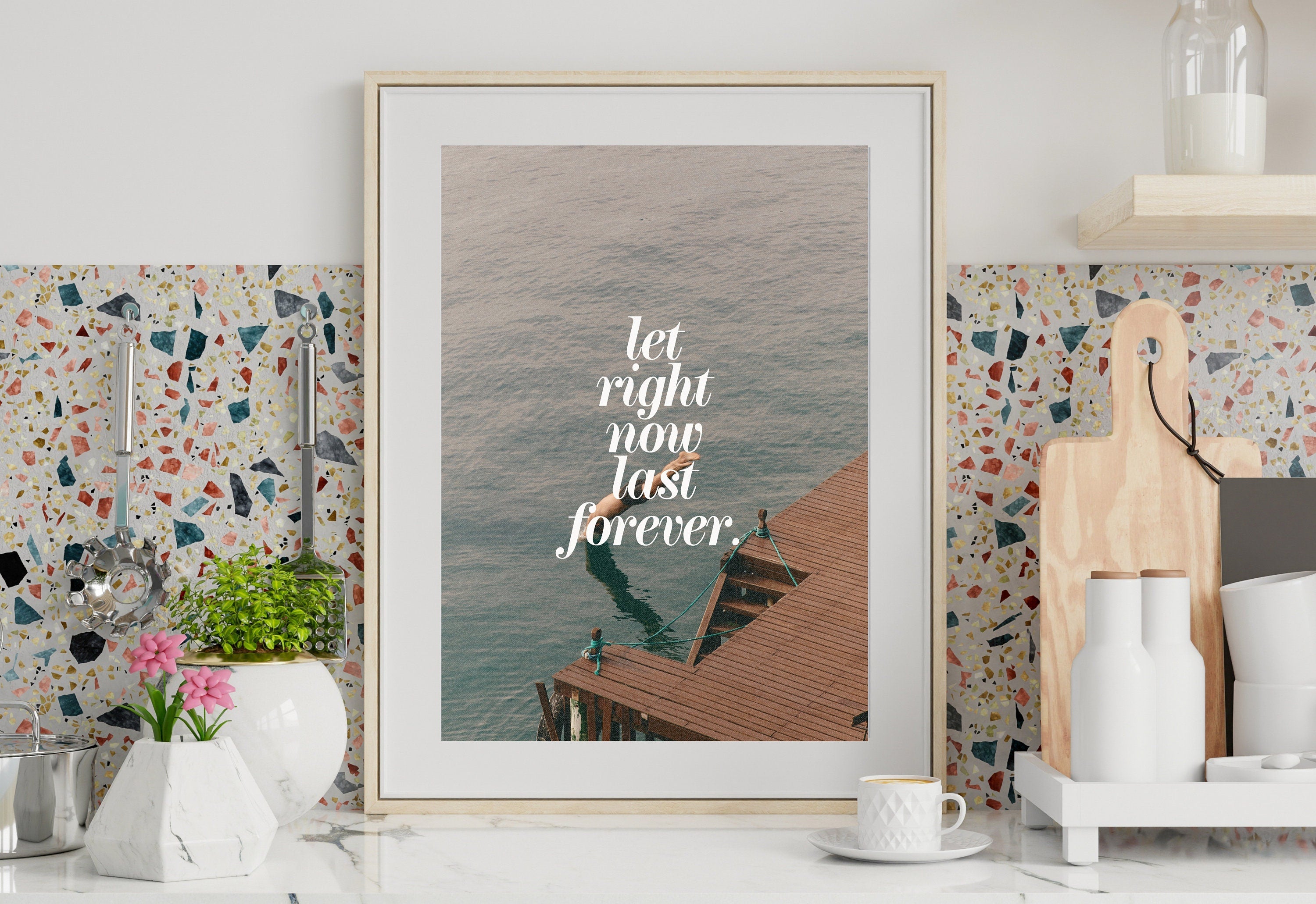 Summer Lakehouse Print, Grainy Print, Bar Cart Wall Art, Dorm Room Decor, Trendy Girly Wall Art, Funky Preppy Retro