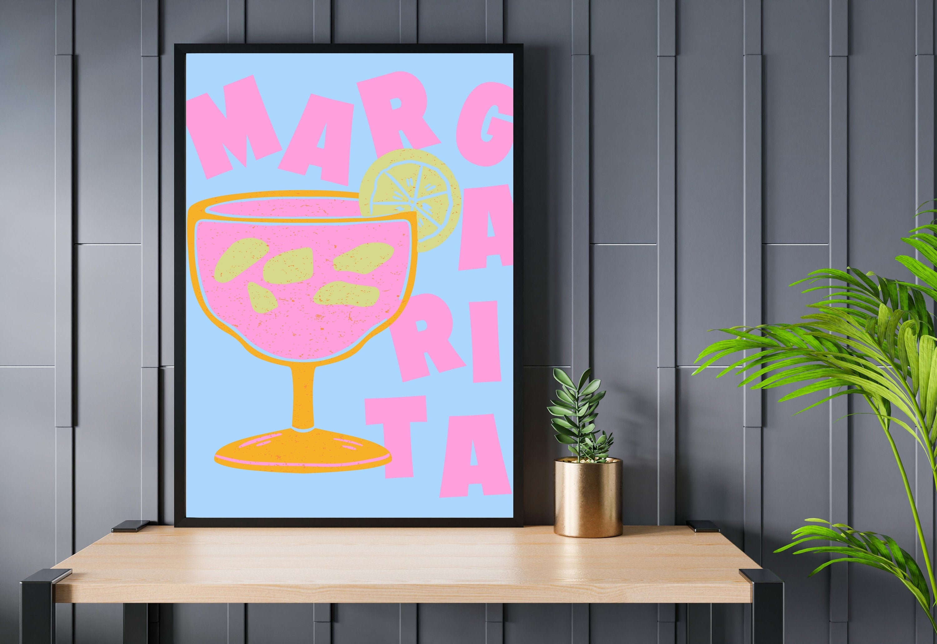 Margarita Art-Digital Download-Cocktail Art-Retro Print-Cheers Art Print-Trendy Art-70s Art Print-Girly Art-Cocktail Art-Trendy Bar Art