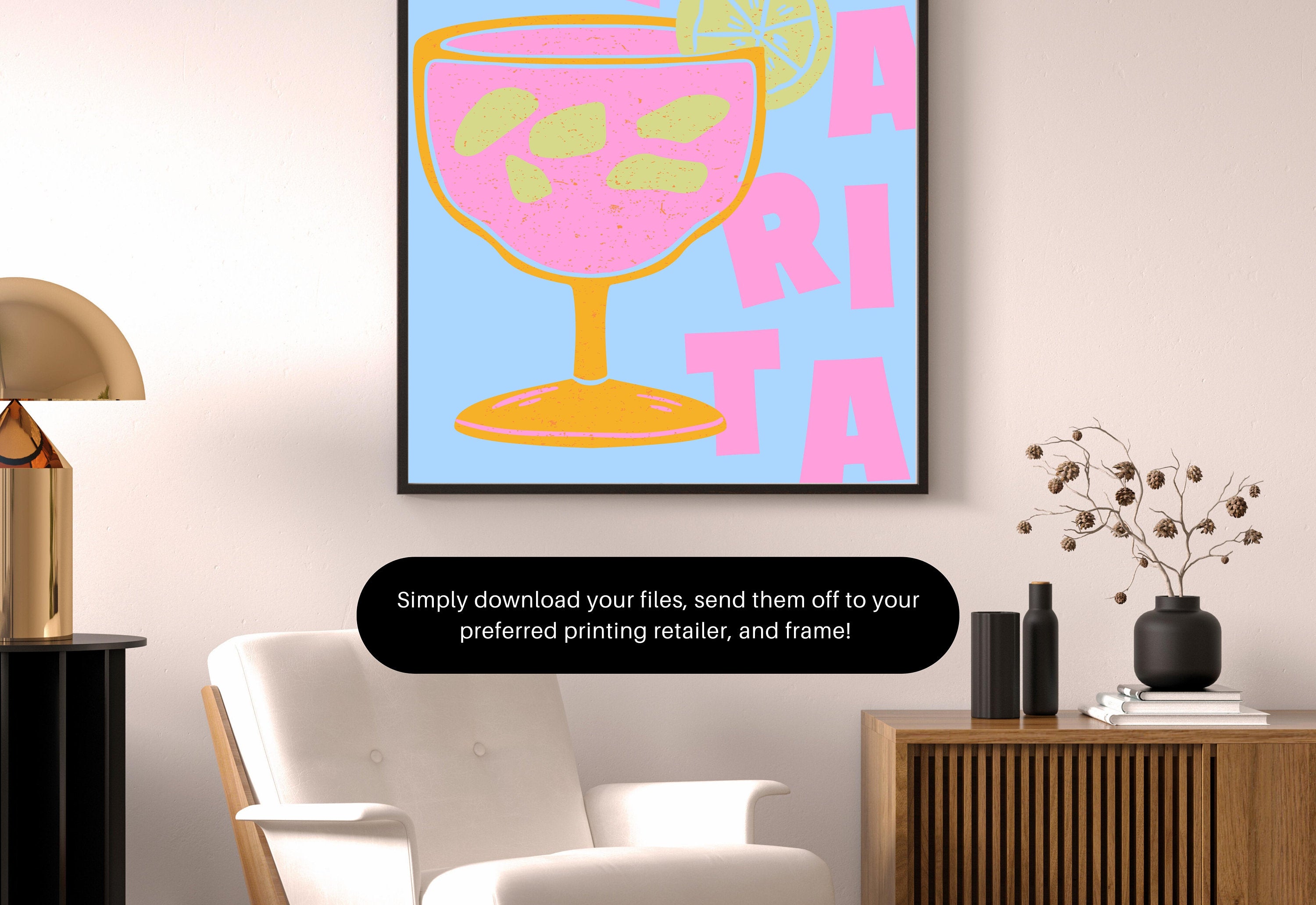 Margarita Art-Digital Download-Cocktail Art-Retro Print-Cheers Art Print-Trendy Art-70s Art Print-Girly Art-Cocktail Art-Trendy Bar Art