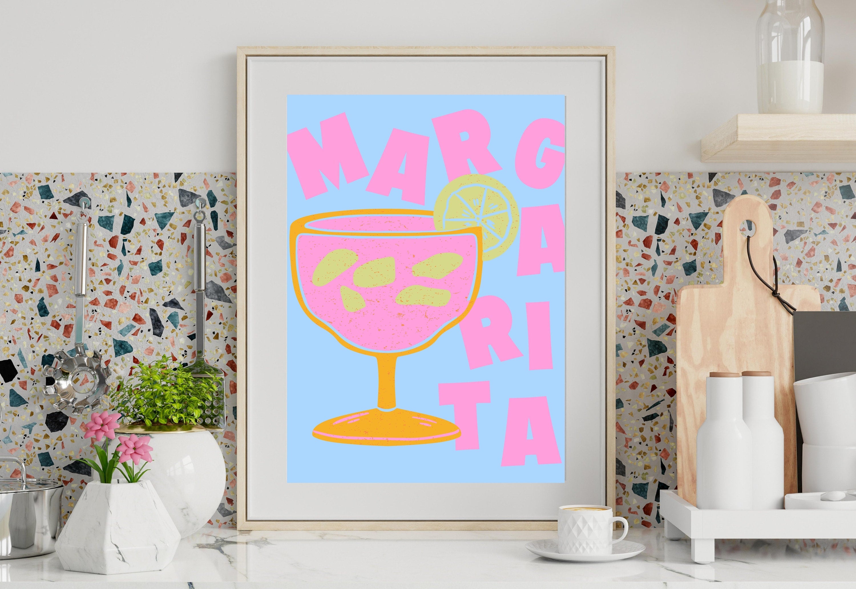 Margarita Art-Digital Download-Cocktail Art-Retro Print-Cheers Art Print-Trendy Art-70s Art Print-Girly Art-Cocktail Art-Trendy Bar Art