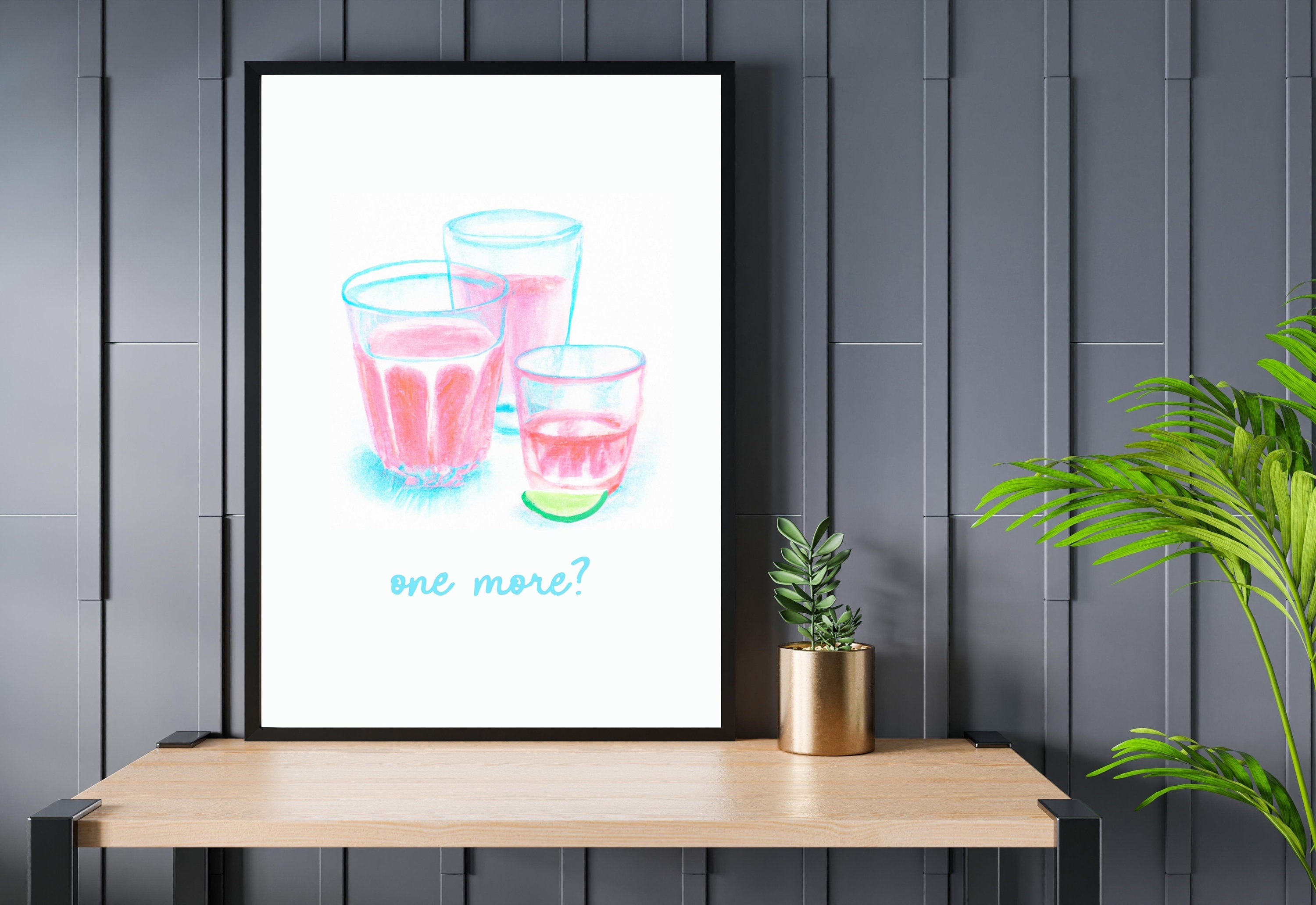 One more-Digital Download-Martini Art-Retro Print-Cheers Art Print-Trendy Art-70s Art Print-Girly Art-Cocktail Art-Preppy Bar Cart Art