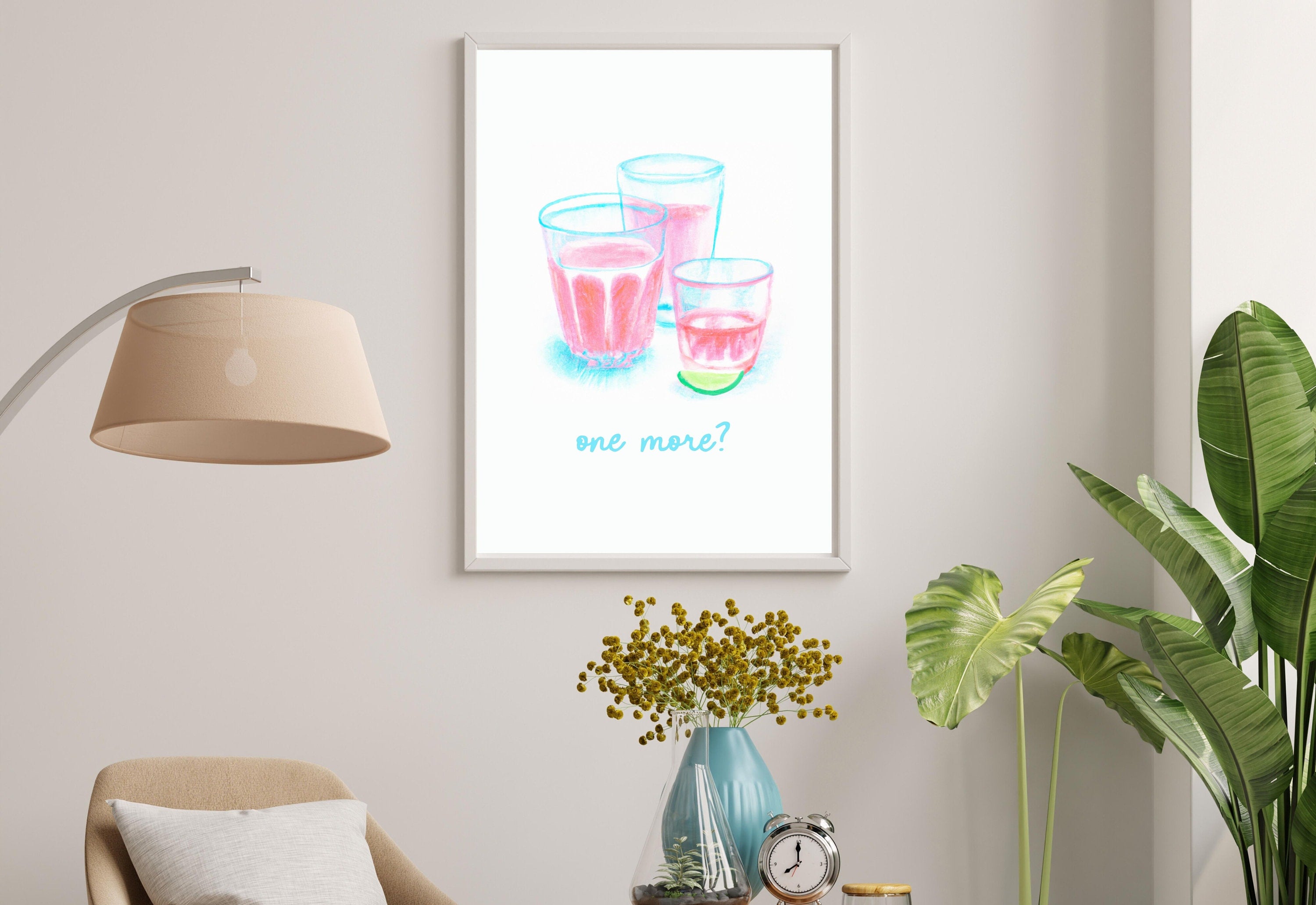 One more-Digital Download-Martini Art-Retro Print-Cheers Art Print-Trendy Art-70s Art Print-Girly Art-Cocktail Art-Preppy Bar Cart Art