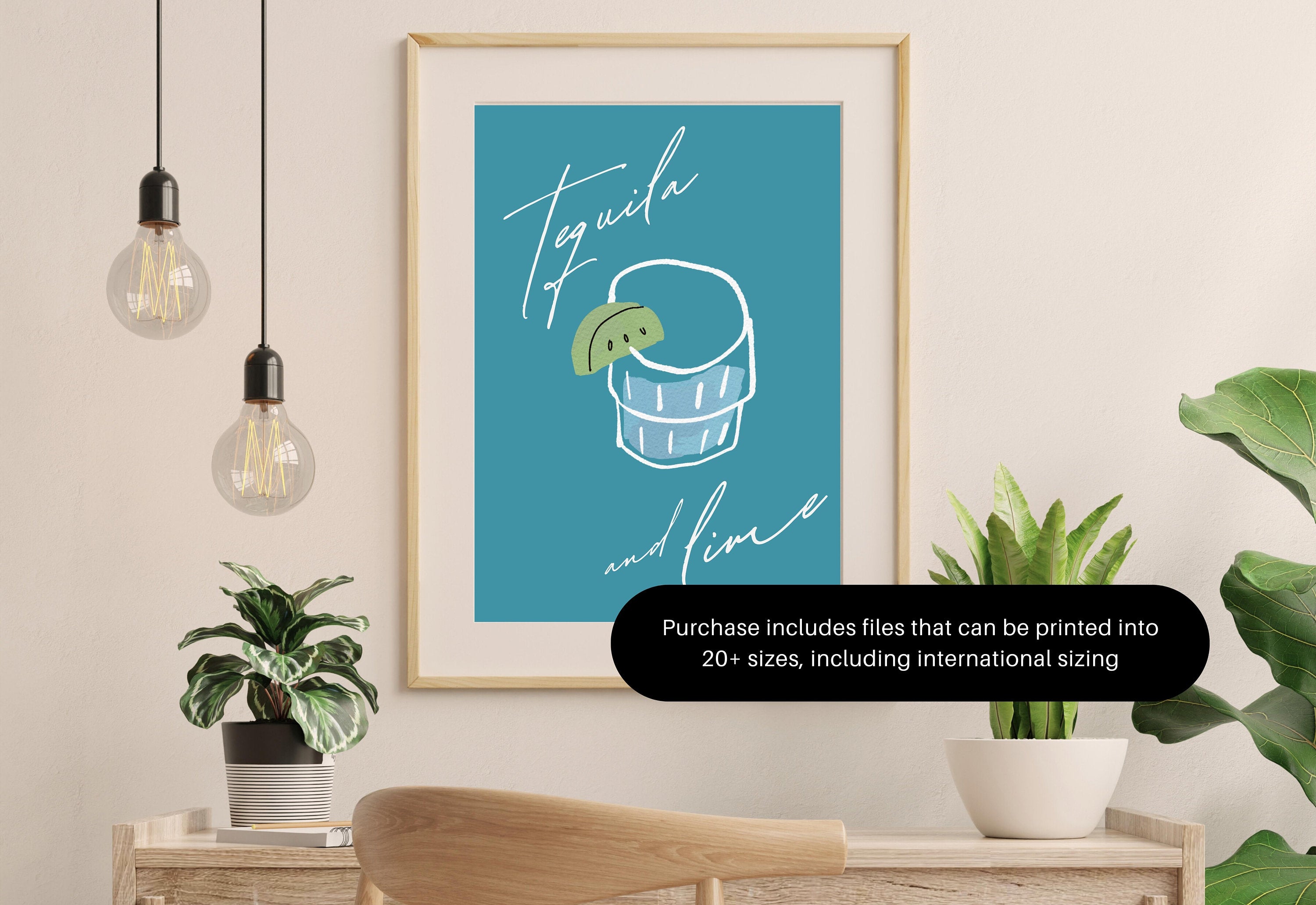 Tequila and Lime Poster-Wall Print-Digital Download-Preppy Prints-Barbie Doll Art-Bar Cart Poster-Y2K Aesthetic-Girly Bar Cart Art