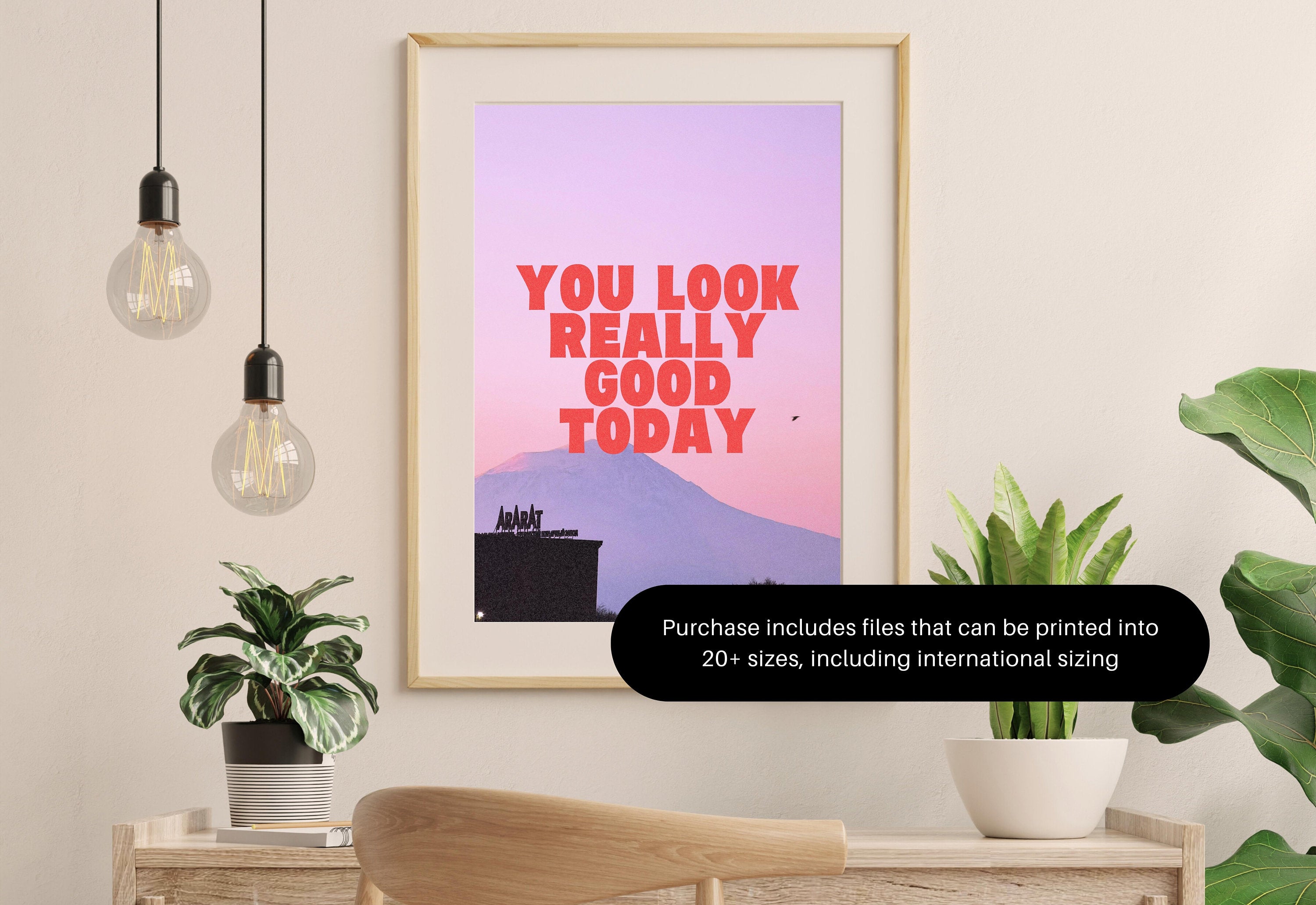 You Look Good Print-Digital Art Prints-Positivity Wall Art-Retro Prints-Retro Photo Art Print-Preppy Art-Grainy Gradient-Trendy Print